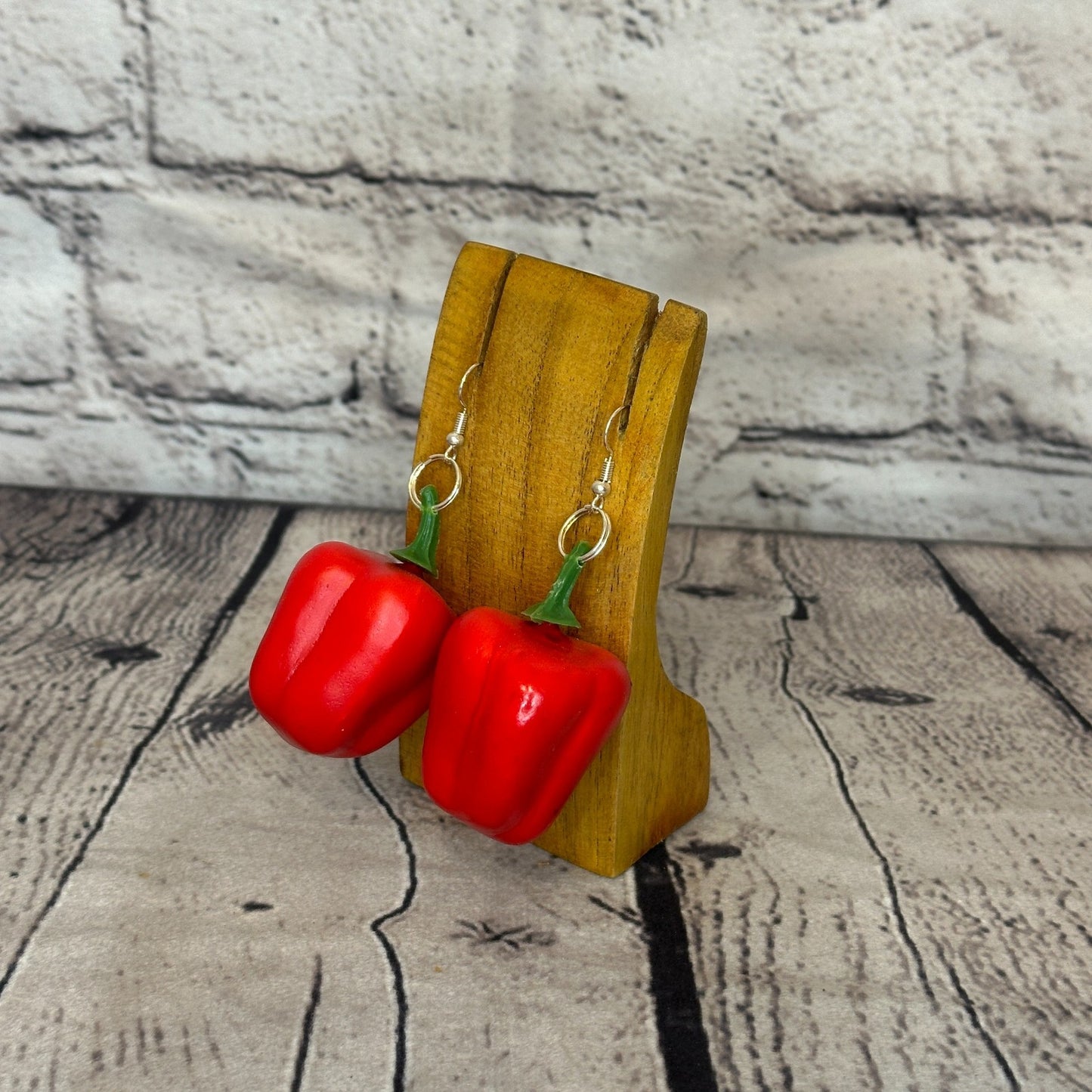 Red Pepper Plastic Novelty Party Dangle Drop Earrings Handmade UK Jewellery1