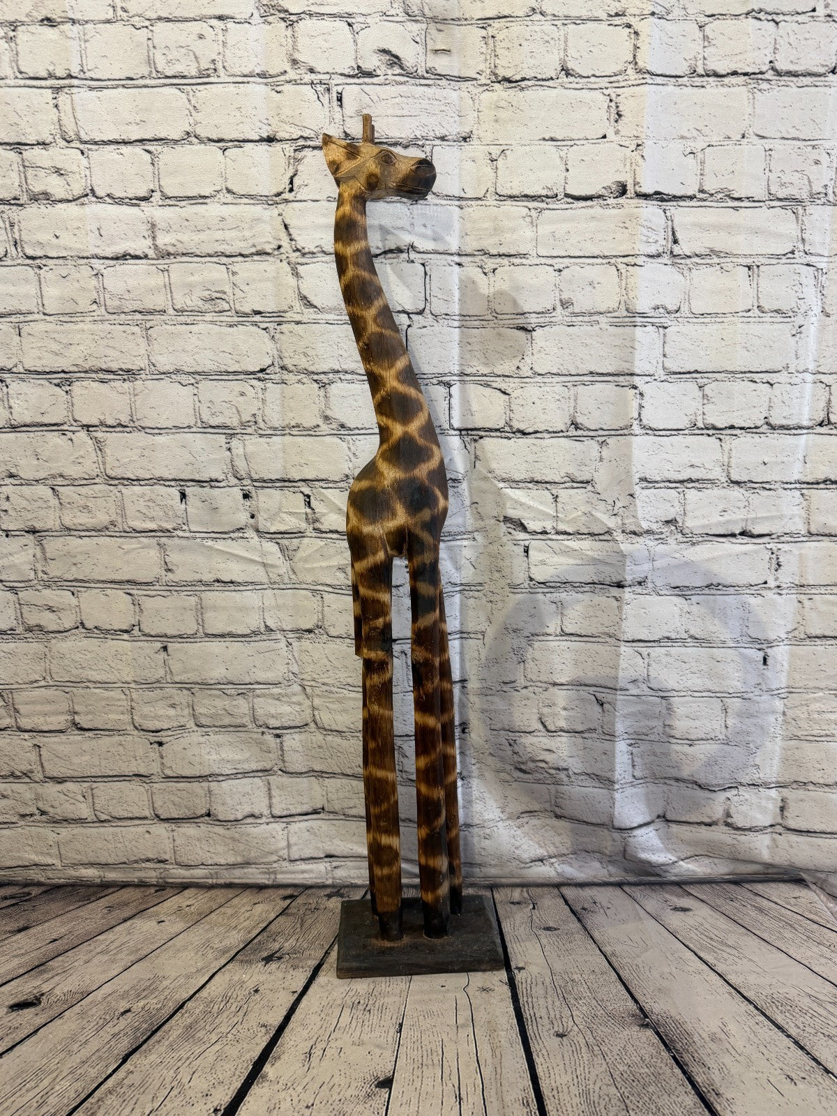 80cm Burnt Wooden Giraffe Standing Single Carved Solid Wood Giraffe Handmade3