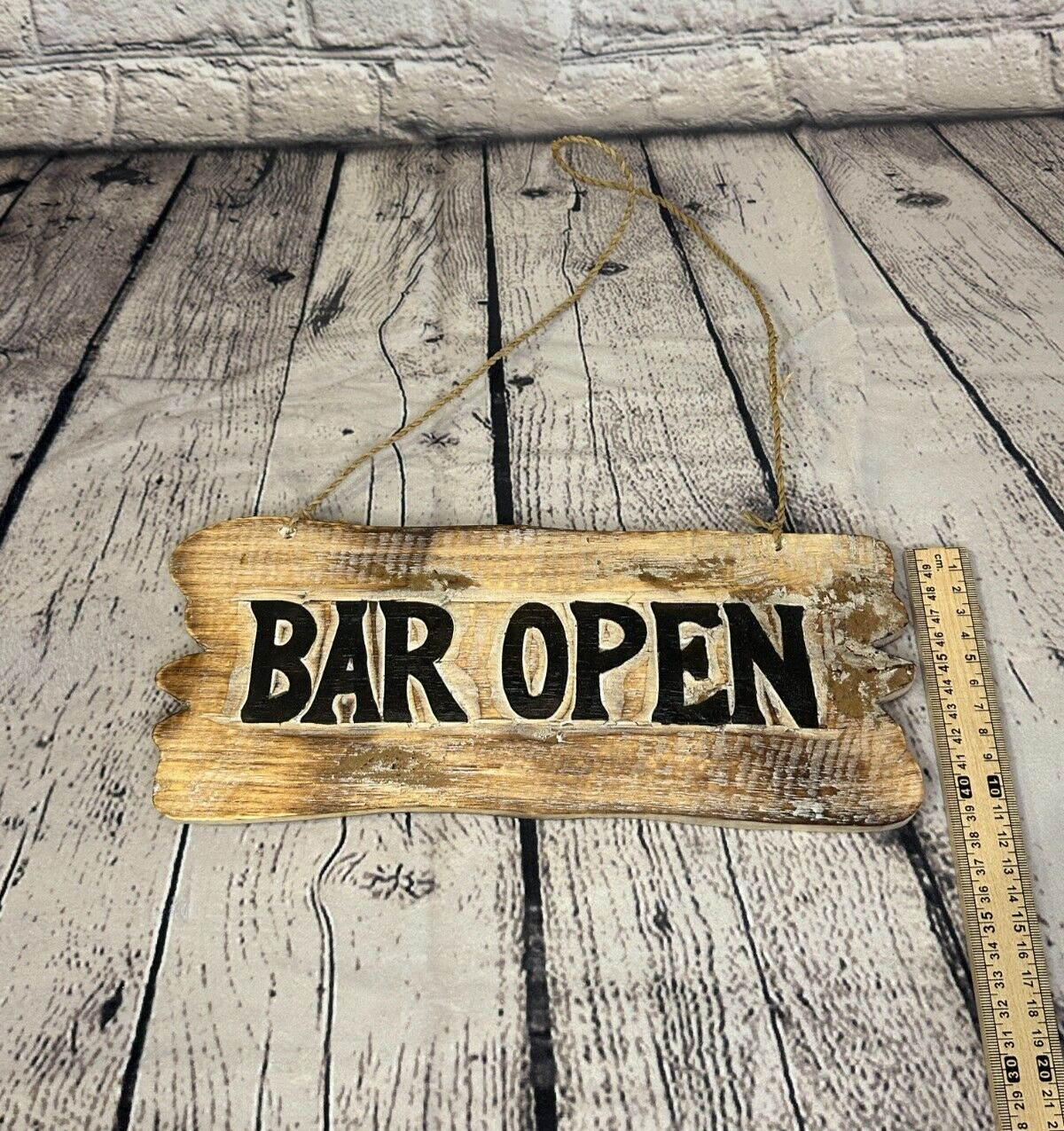 Bar Open Word Sign Plaque Outdoor Garden Shed Den Bar Shop 30cm x 12cm4