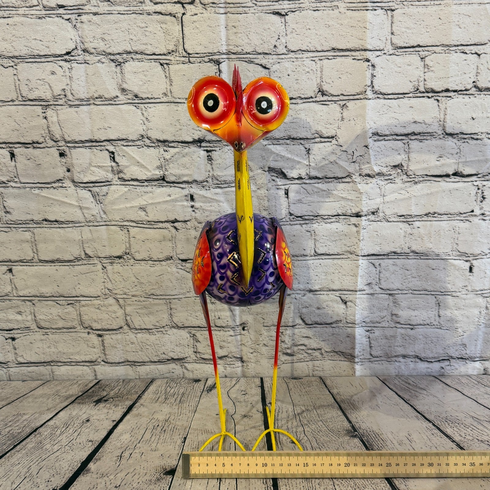 50cm x 35cm Emu Ostrich Bird Purple Metal Tin Standing Ornament Statue7
