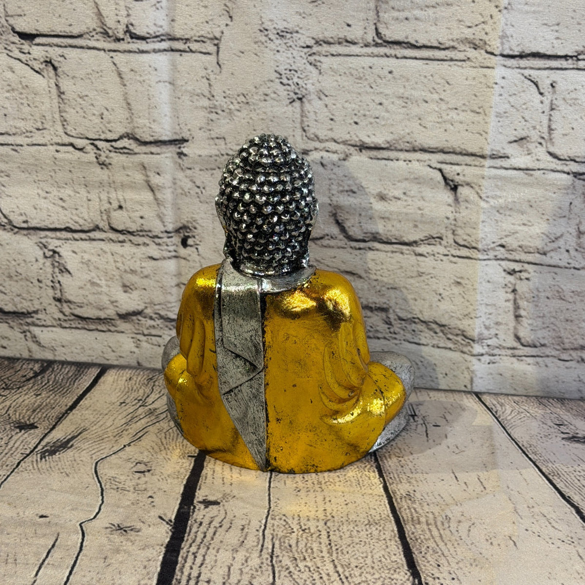 Gold & Silver 20cm x 15cm Large Thai Buddha Sitting Statue Resin Hindu4