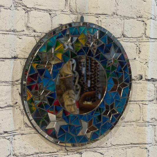 Blue Star Black Mosaic Tile Wall Mirror 30cm x 30cm 12 Inches Handmade0