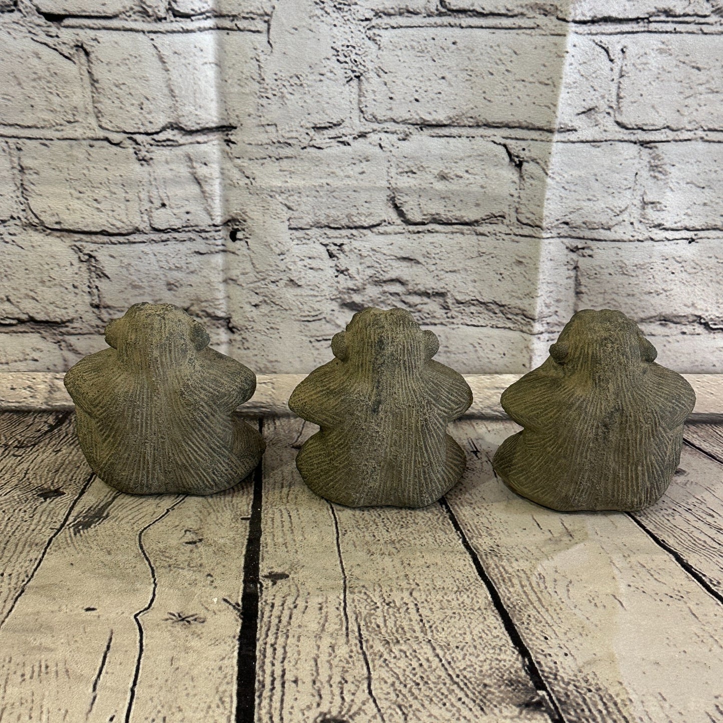 3 Wise Monkeys Set Stone Garden 10cm x 8cm Ornament Outdoor Indoor Statue Hindu5