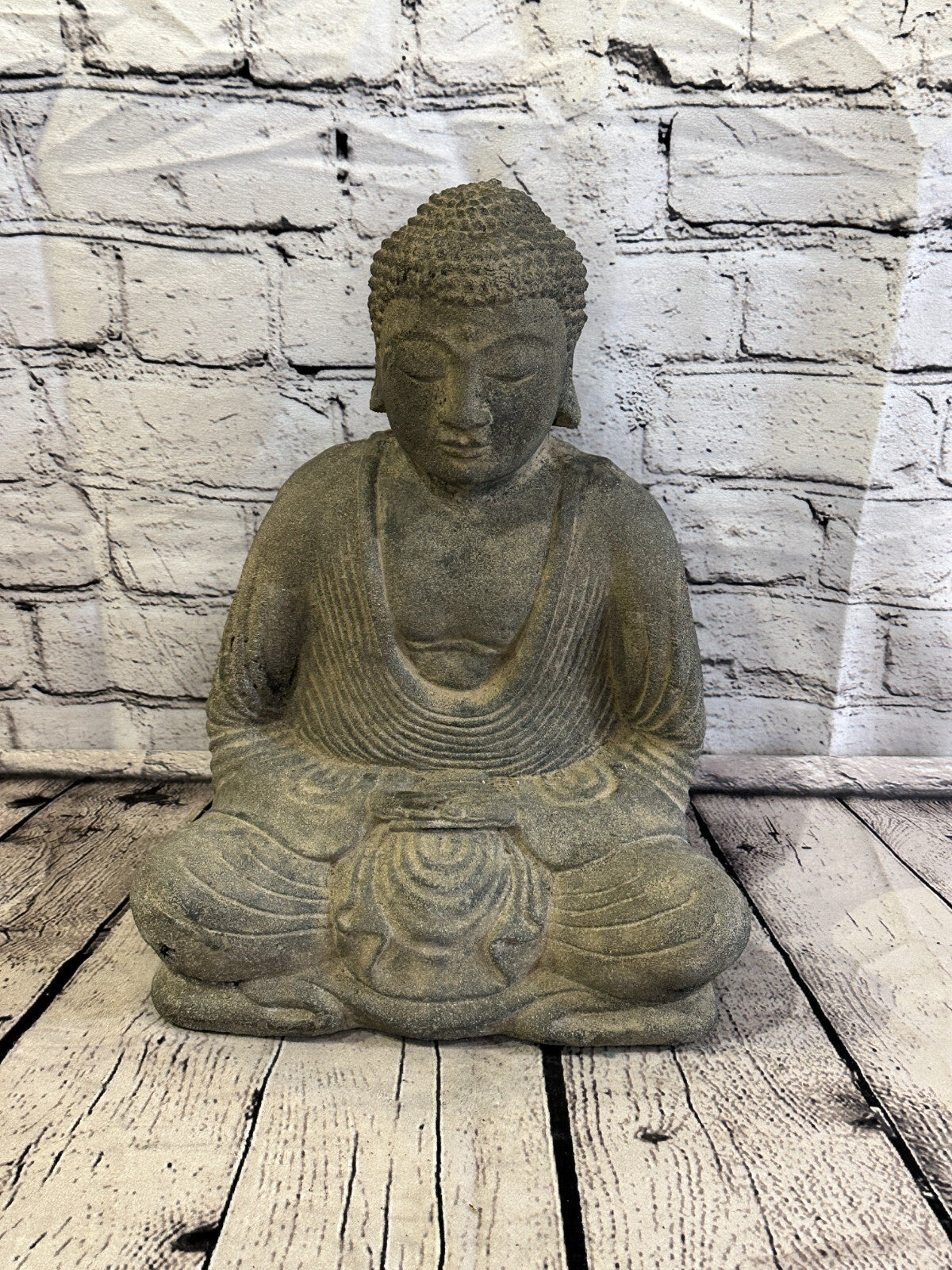 Sitting Buddha Stone Garden 30cm x 25cm Ornament Outdoor Indoor Statue Hindu0