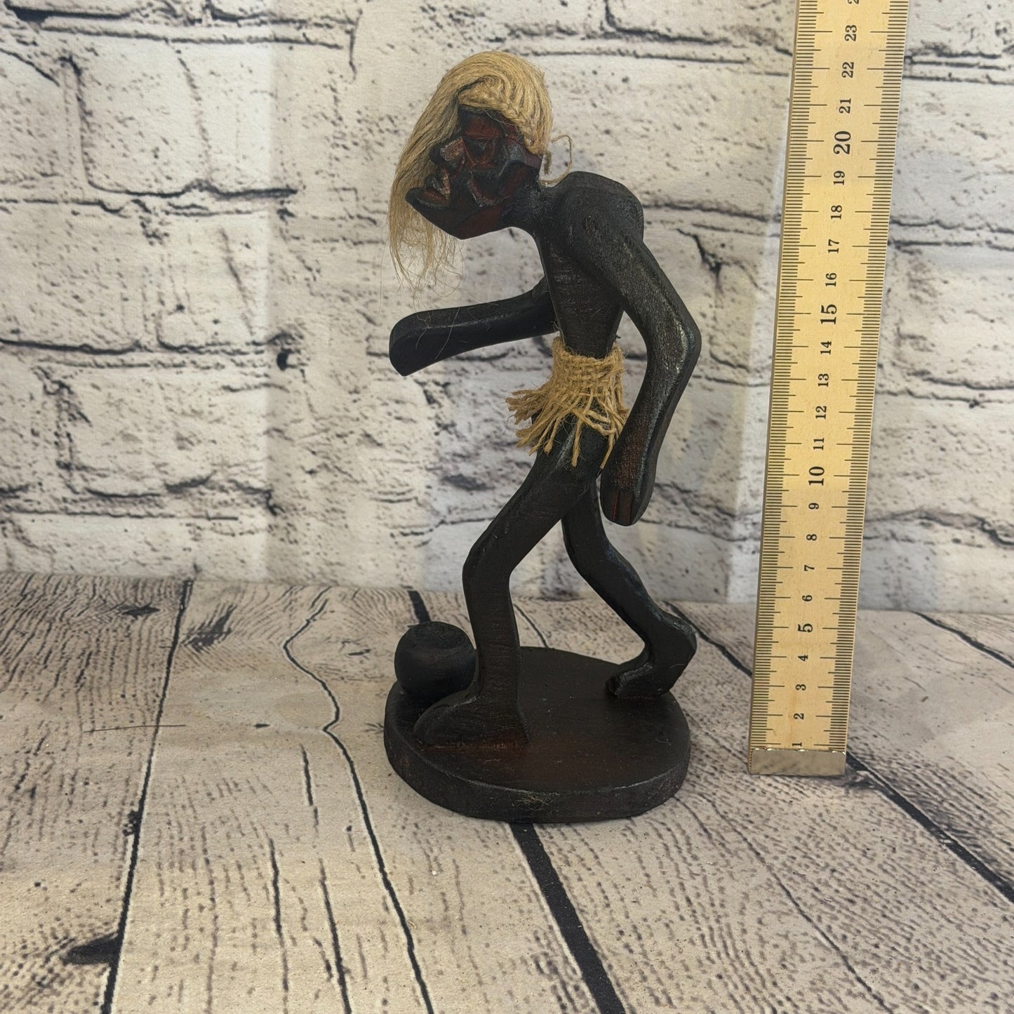 20cm Football Player African Tribal Warrior Man Figure Statue Wood Hand Carved5