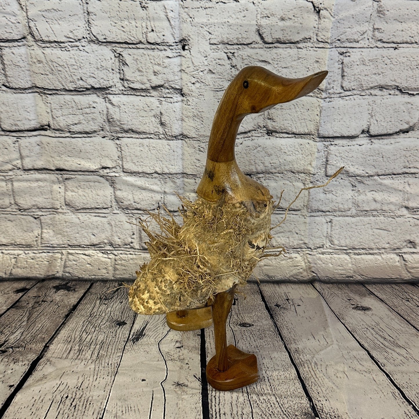 Looking Right 40cm Tall Wooden Hairy Duckling Baby Duck Bamboo Root Fairtrade2