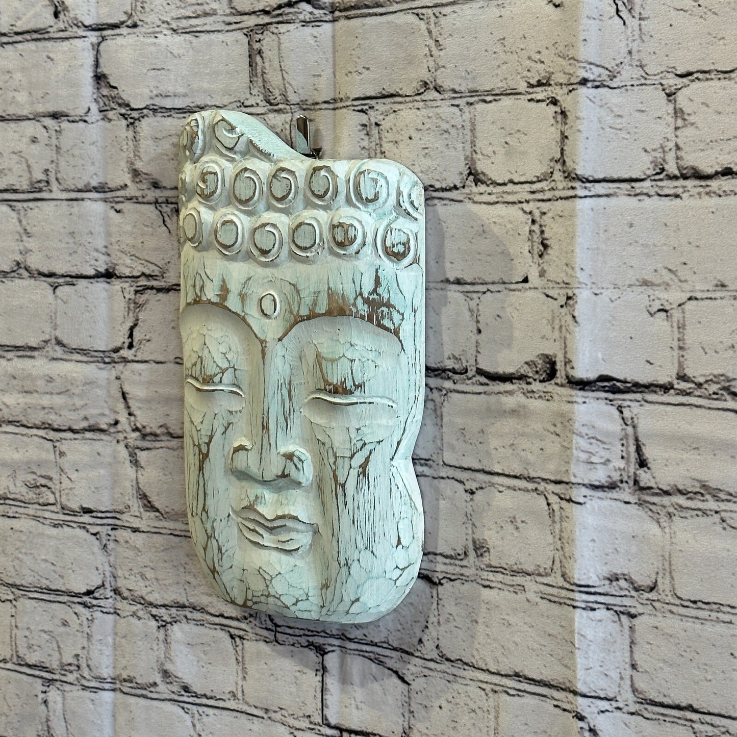 30cm Blue Tiki Style Wall Decoration Buddha Head Designer Mask Wooden Handmade1