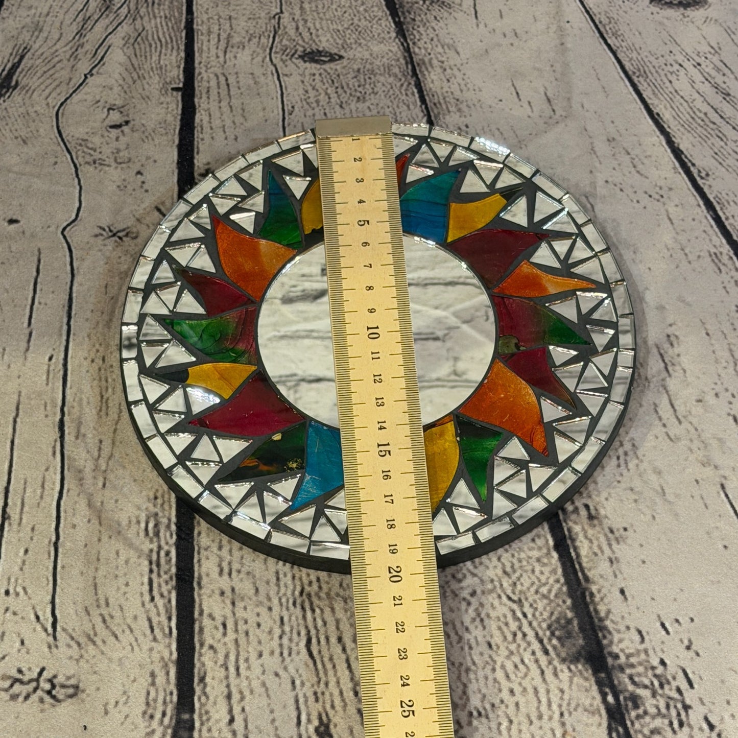 Rainbow Black Sun Flame Mosaic Tile Wall Mirror 20cm x 20cm 8 Inches Handmade4