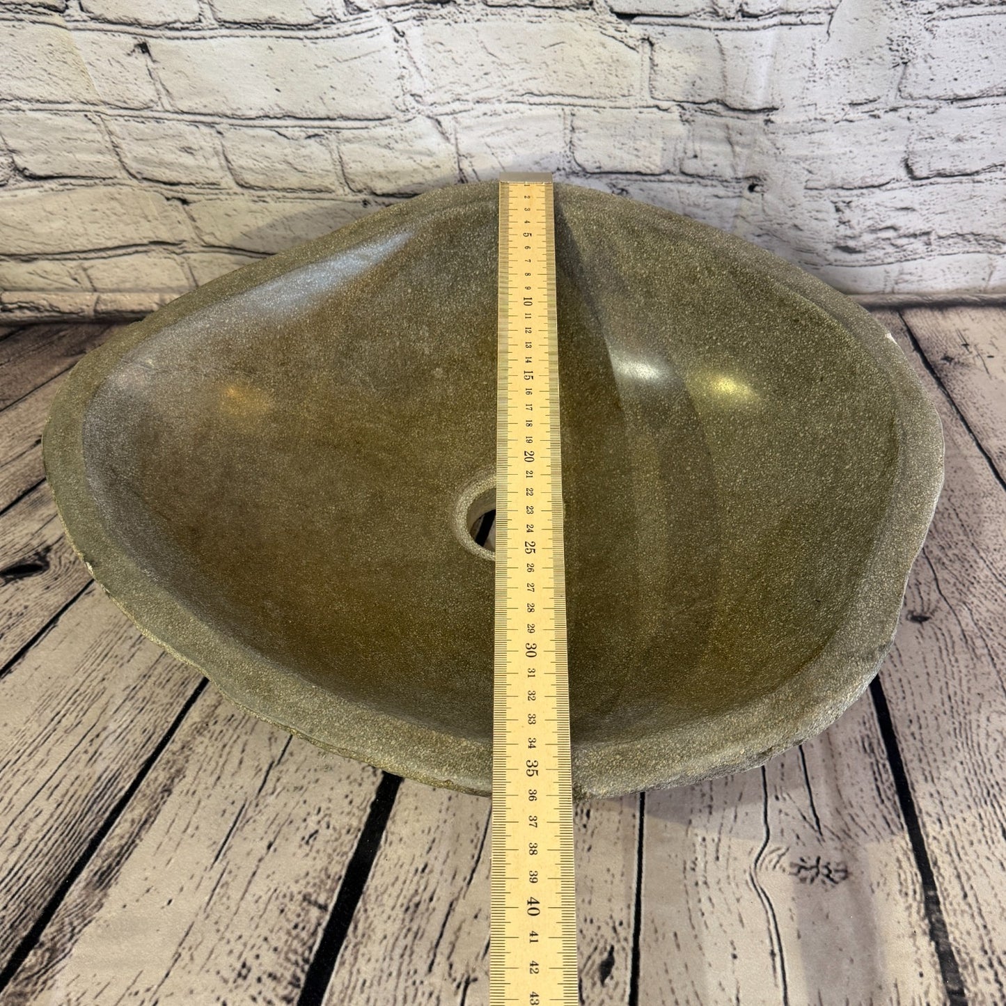 43cm x 36cm Wash Basin Bathroom Counter Top Washing River Stone Bowl Sink No 398