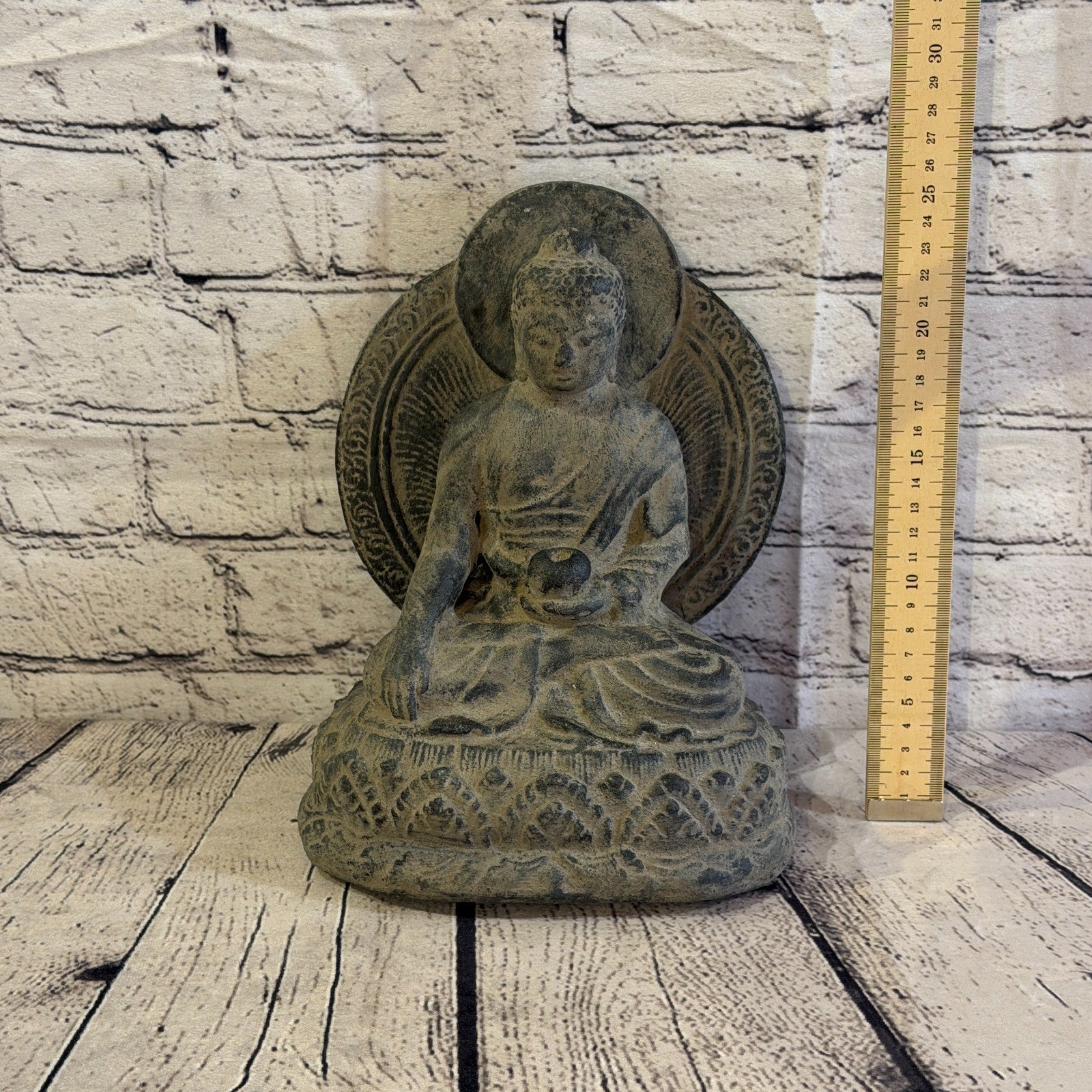 Thai Buddha Sitting Stone Garden 25cm x 20cm Ornament Indoor Statue Hindu5
