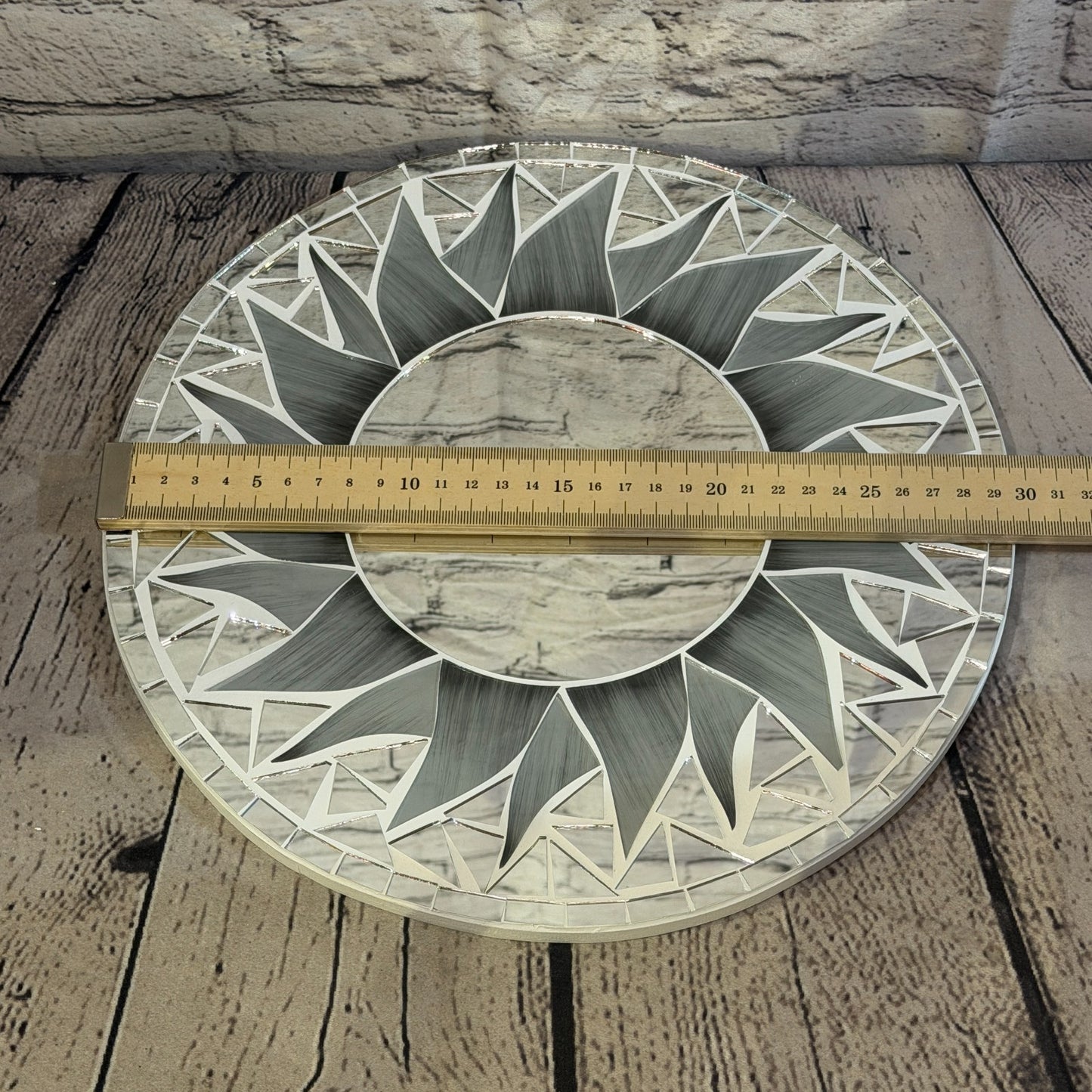 Grey Sun Flame Mosaic Tile Wall Mirror 30cm x 30cm 12 Inches Handmade3