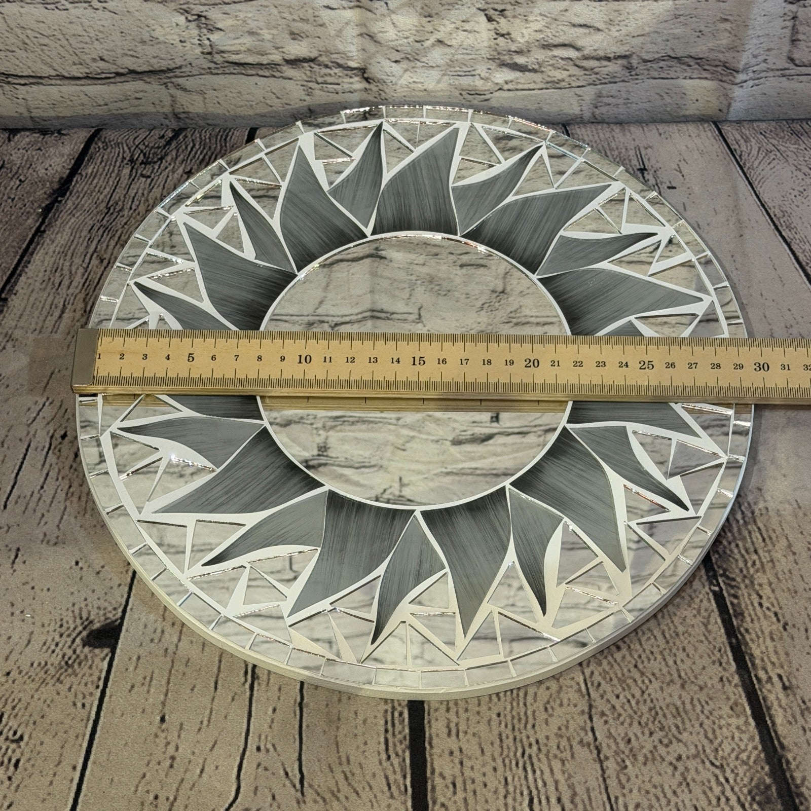 Grey Sun Flame Mosaic Tile Wall Mirror 30cm x 30cm 12 Inches Handmade3