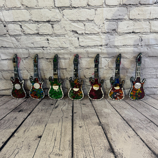 Rainbow Electric Guitar Mosaic Tile Wall Mirror 25cm Handmade Random Colour0