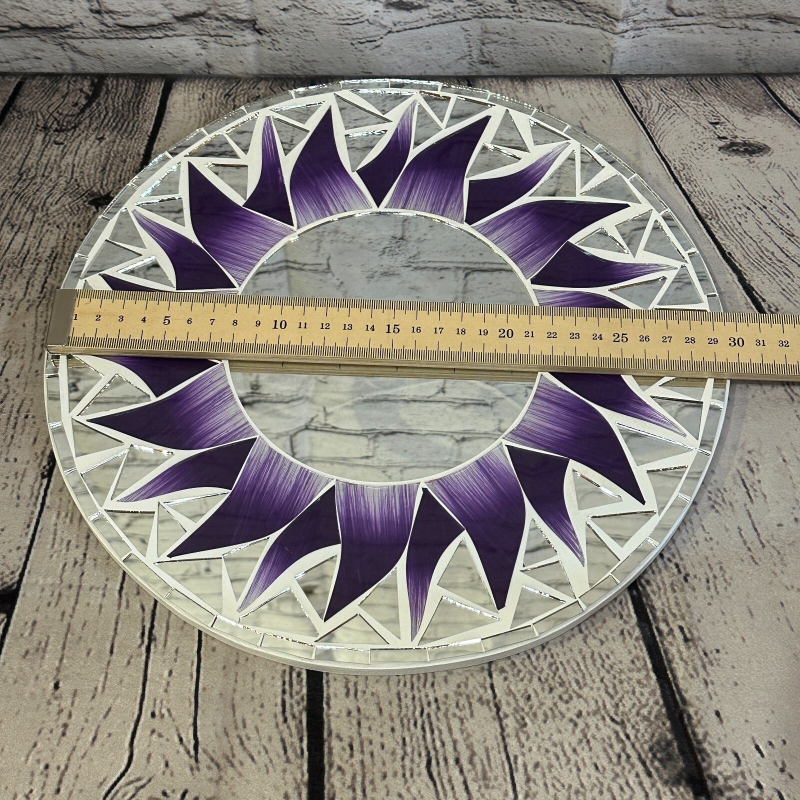 Purple Flame Sun Mosaic Tile Wall Mirror 30cm x 30cm 12 Inches Handmade New3