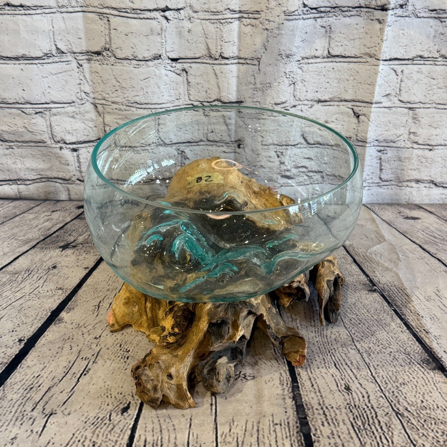 22cm Tall Fruit Bowl Colour Melted Glass Wood Decorative Vase Glass Sculpture1