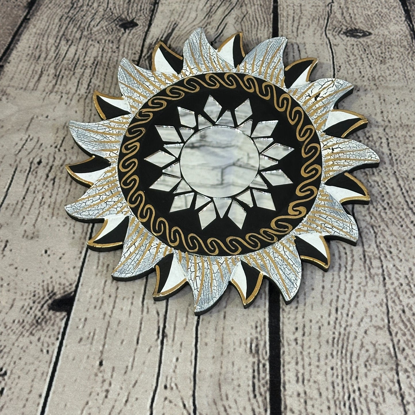 Black Star Mosaic Tile Wall Mirror 20cm x 20cm 8 Inches Handmade Fairtrade2