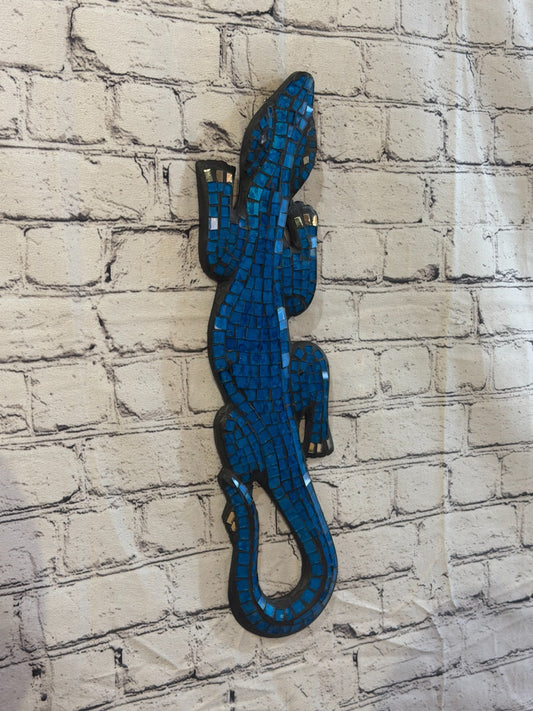 50cm Gecko Light Blue Mosaic Wall Hanging Wooden Ornaments Wood Carving0