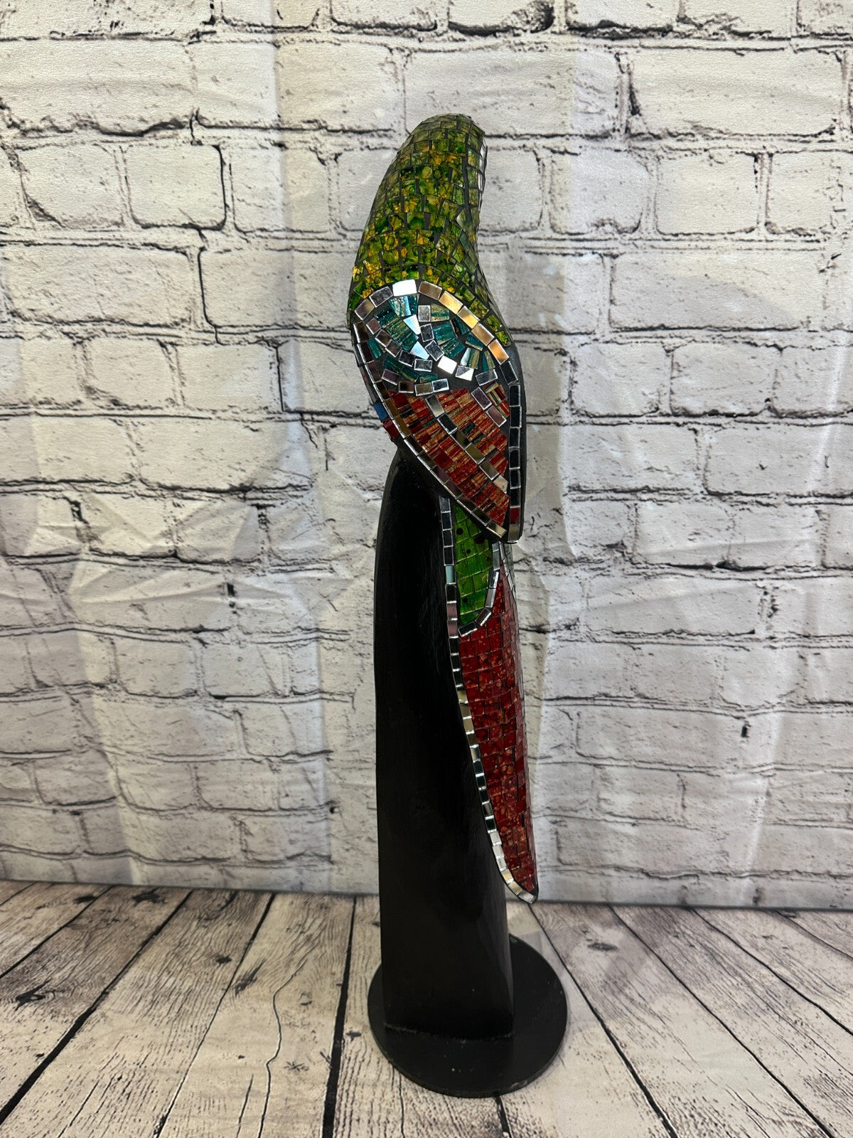 60cm Mosaic Parrot Bird Ornament Statue Fair Trade Handmade Carved Wood Design 35