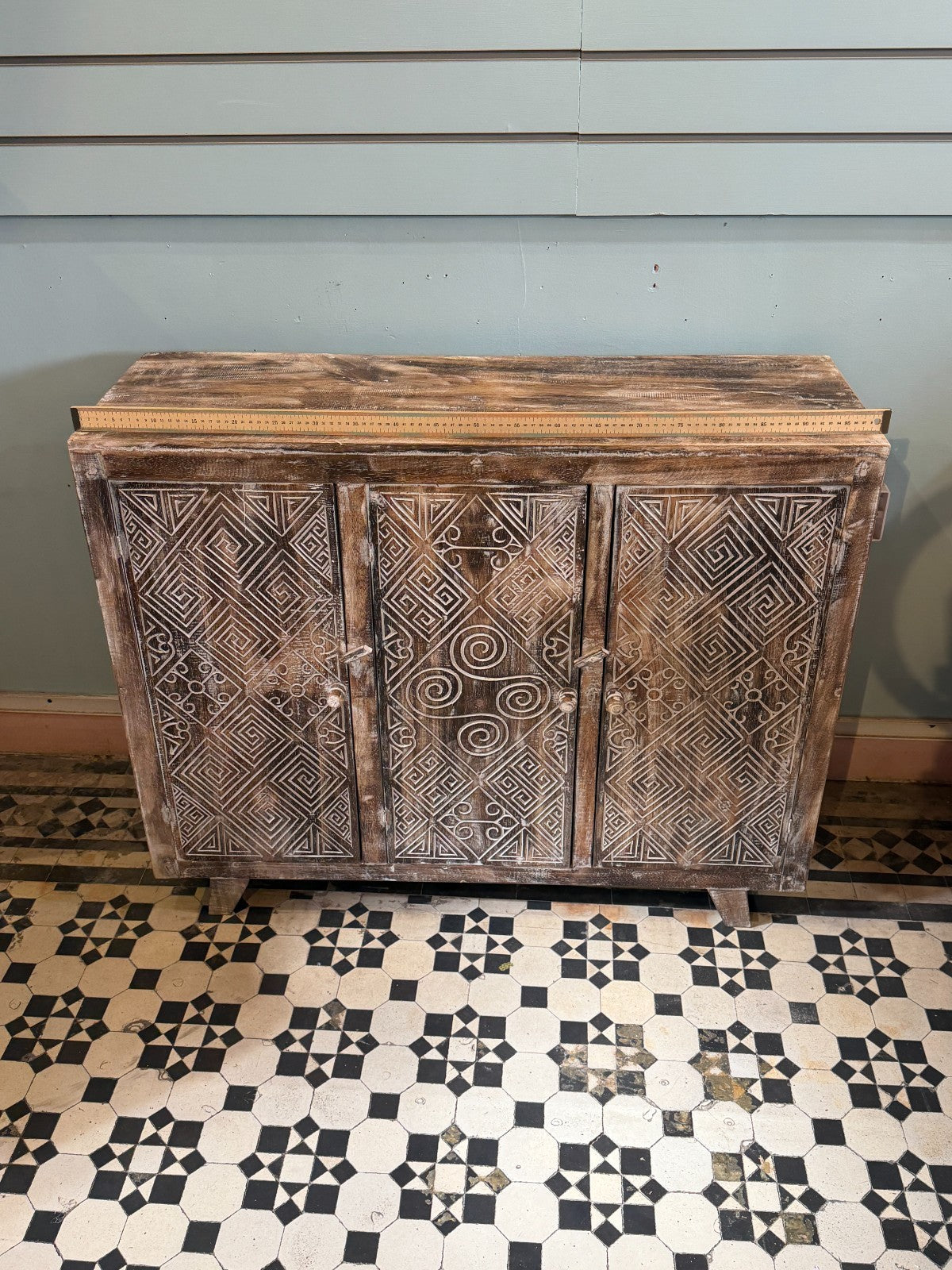 80cm x 100cm Brown 3 Door Table Wooden Side Cabinet Living Storage Furniture7