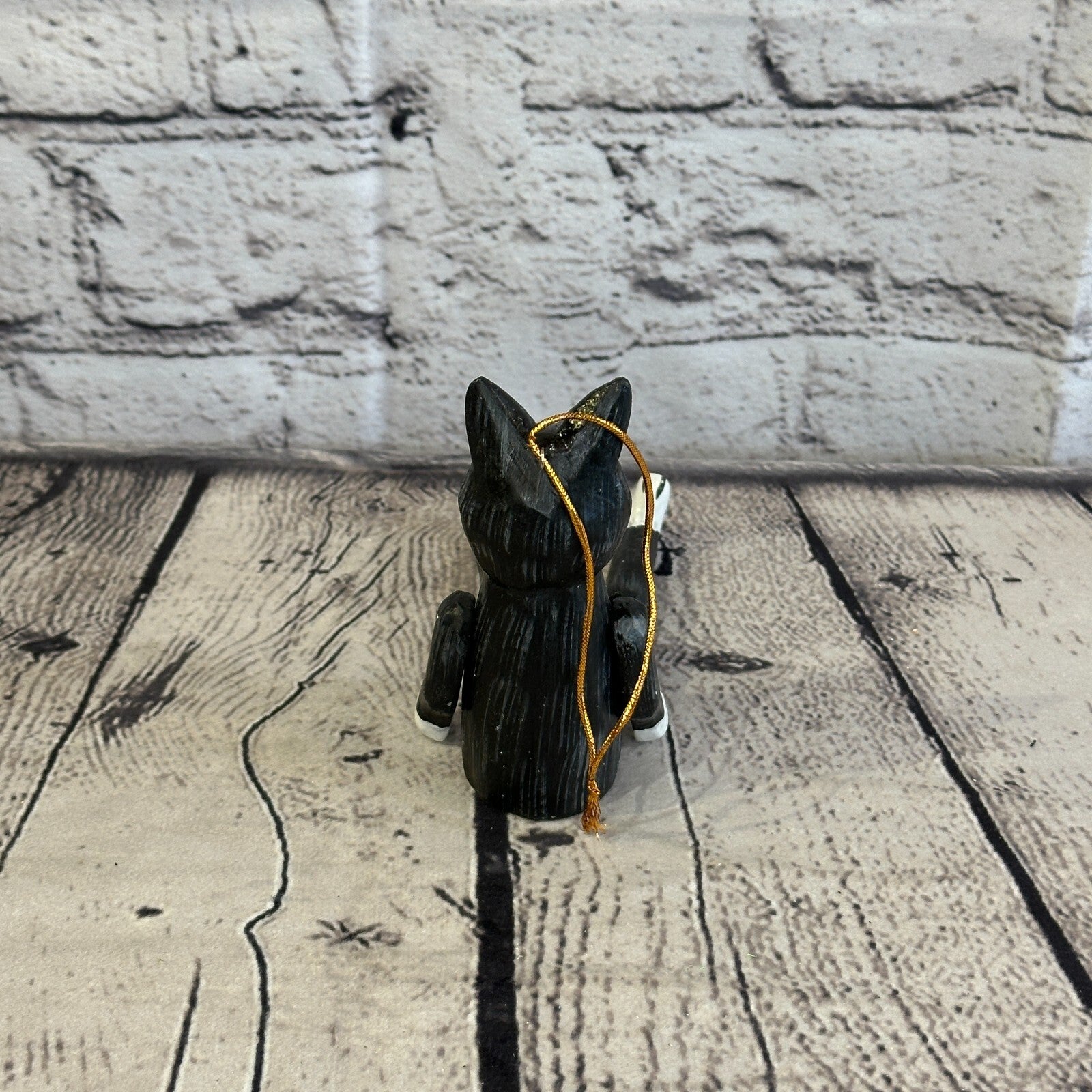 10cm Black Cat Sitting Animal, Wooden Shelf Ornament Handmade and Fairtrade5