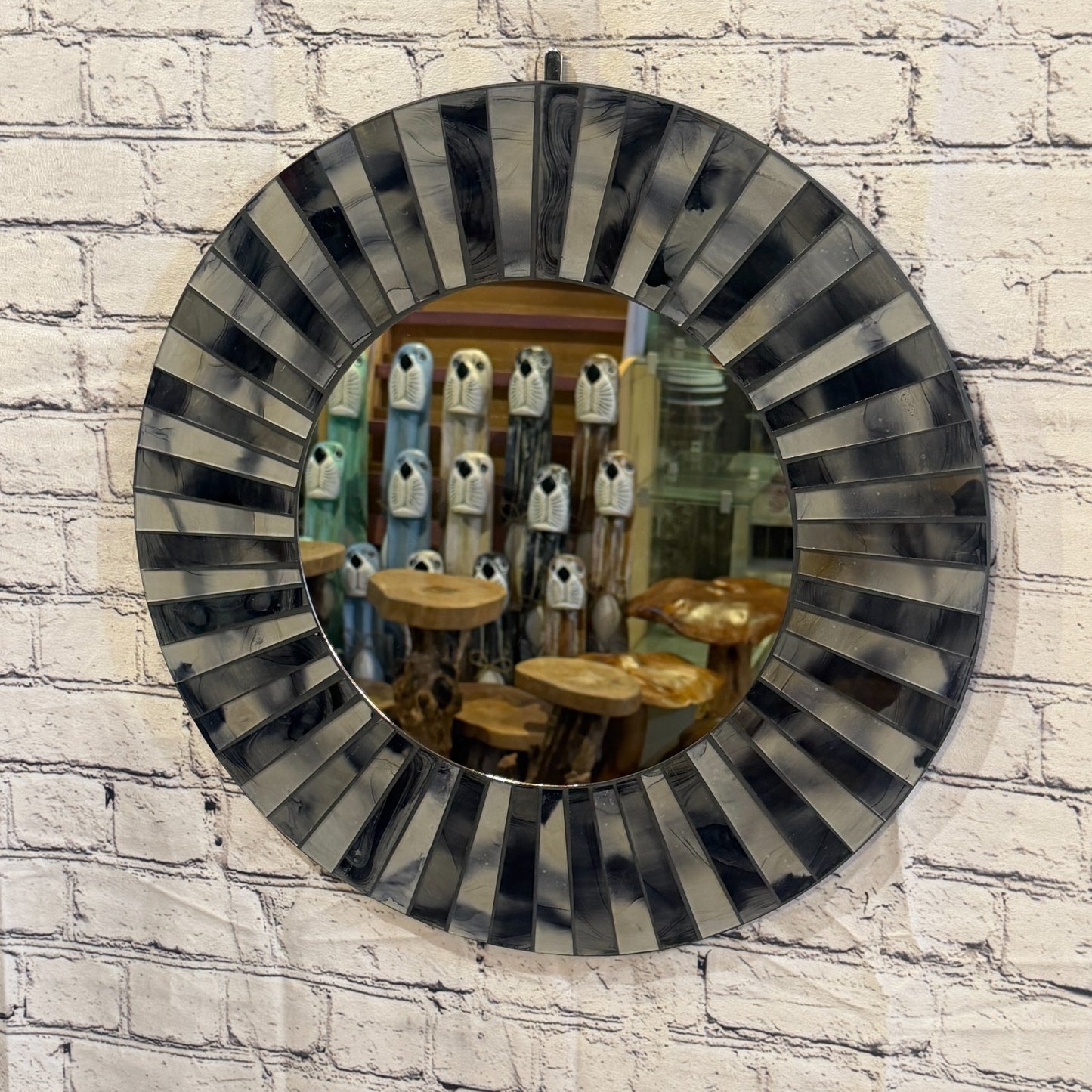 Grey Black Line Black Mosaic Tile Wall Mirror 50cm x 50cm 20 Inches Handmade2