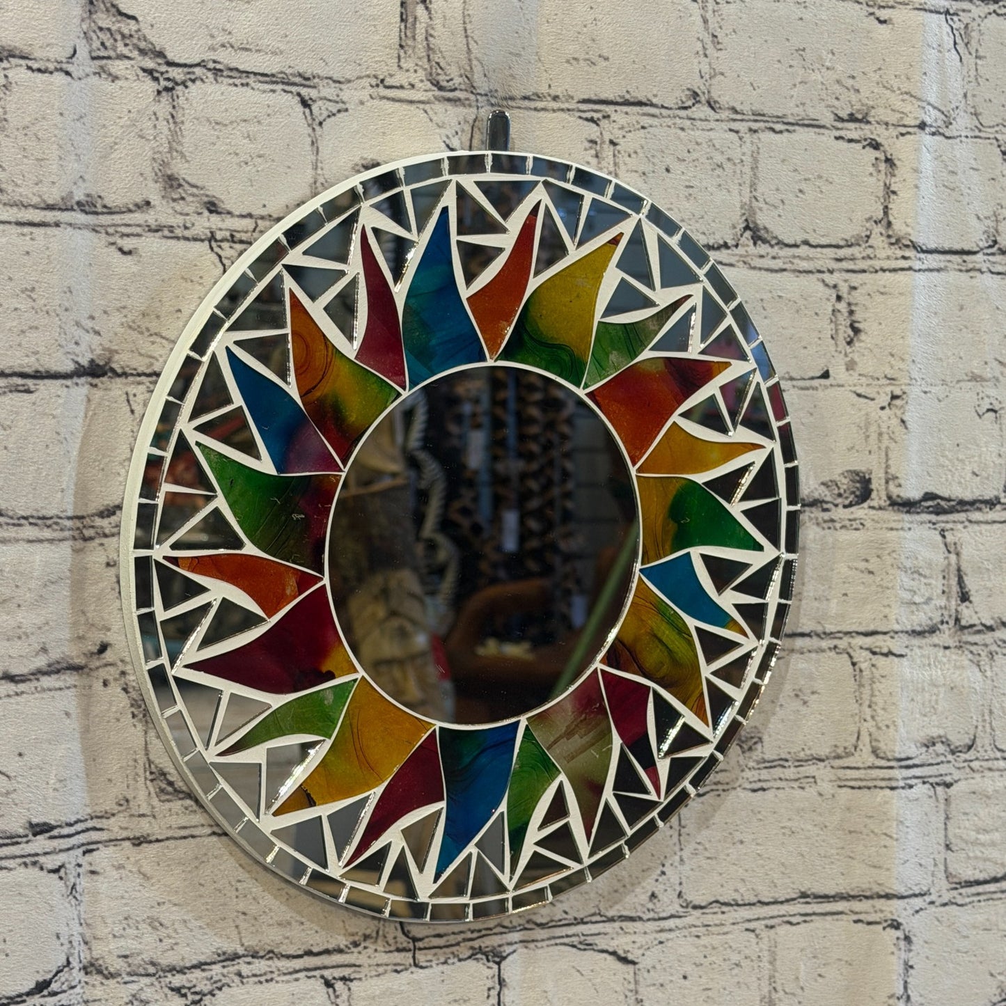 Rainbow White Sun Flame Mosaic Tile Wall Mirror 30cm x 30cm 12 Inches Handmade0