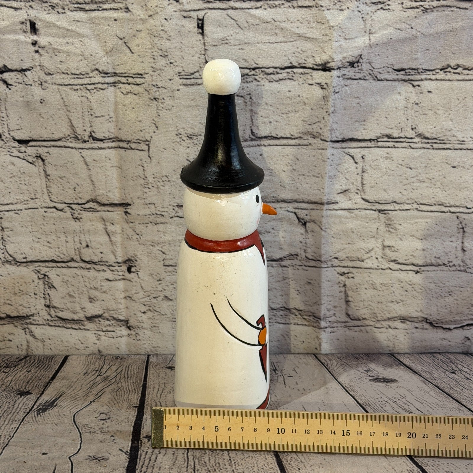 30cm x 8cm Black Pointy Hat Snowman Handcrafted Wood Xmas Christmas Ornament7