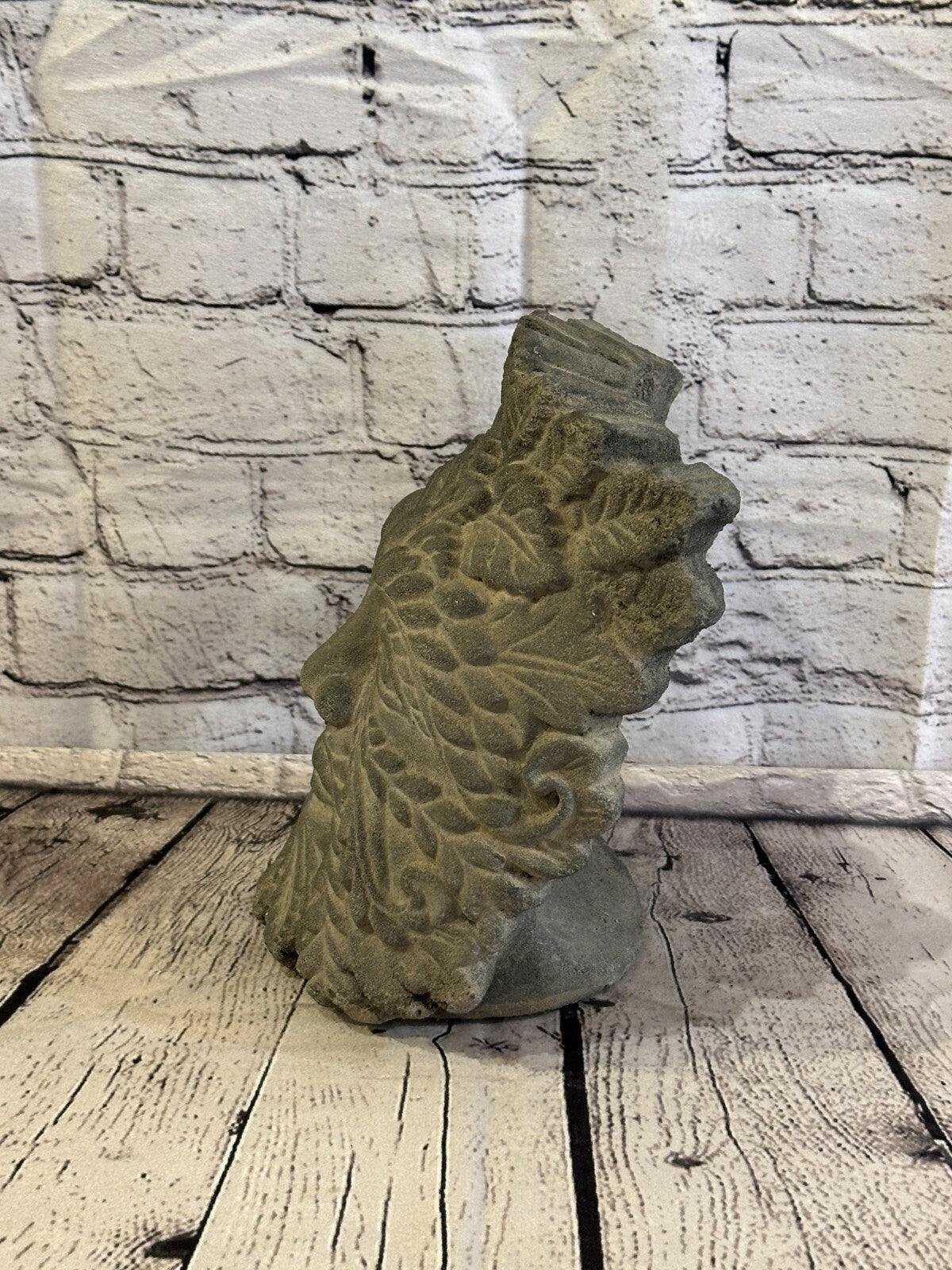 Green Man Pattern Stone Garden 20cm x 18cm Ornament Outdoor Indoor Statue Hindu2