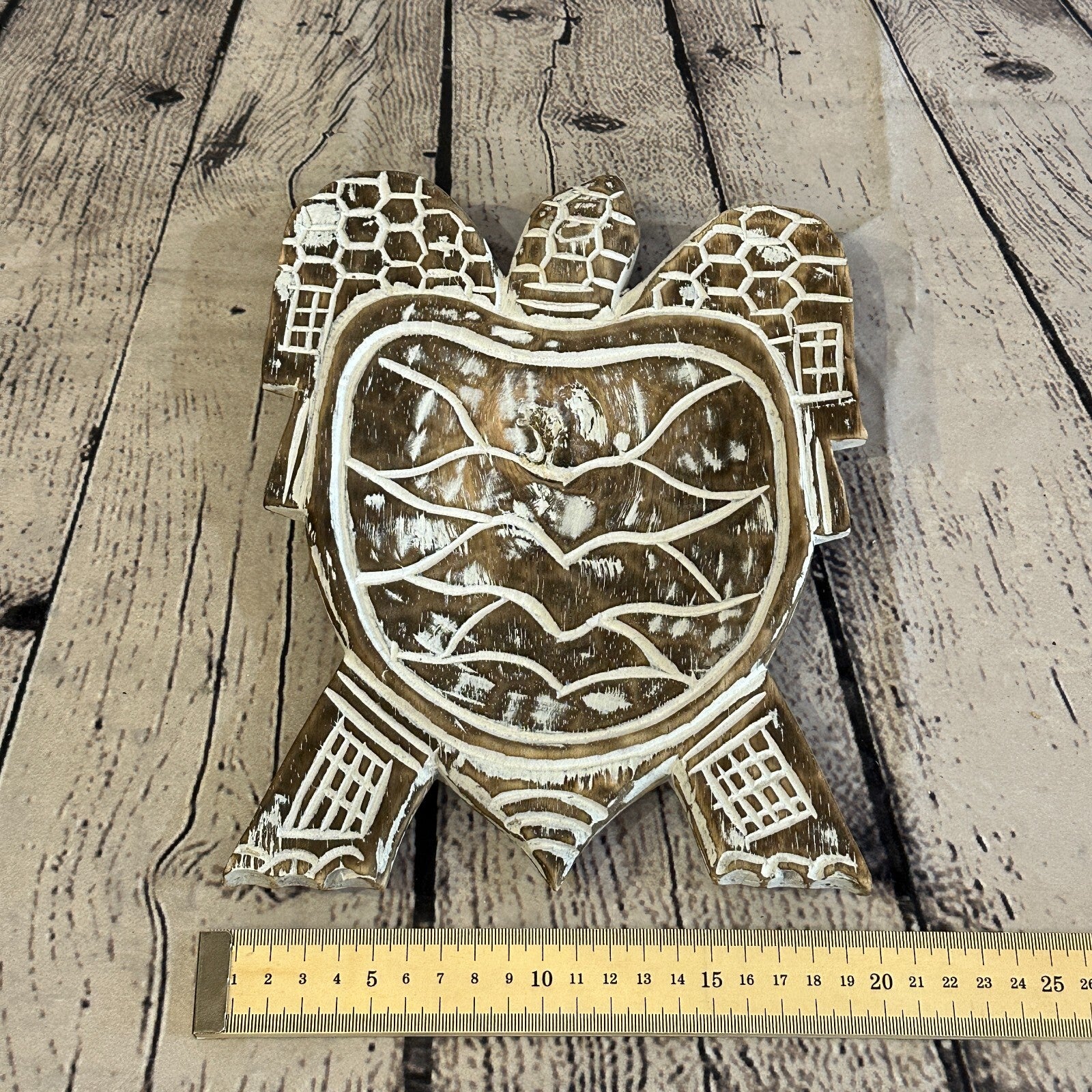 25cm Brown Sea Turtle Bowl Trinket Dish Decoration Designer Mask Wooden Handmade4