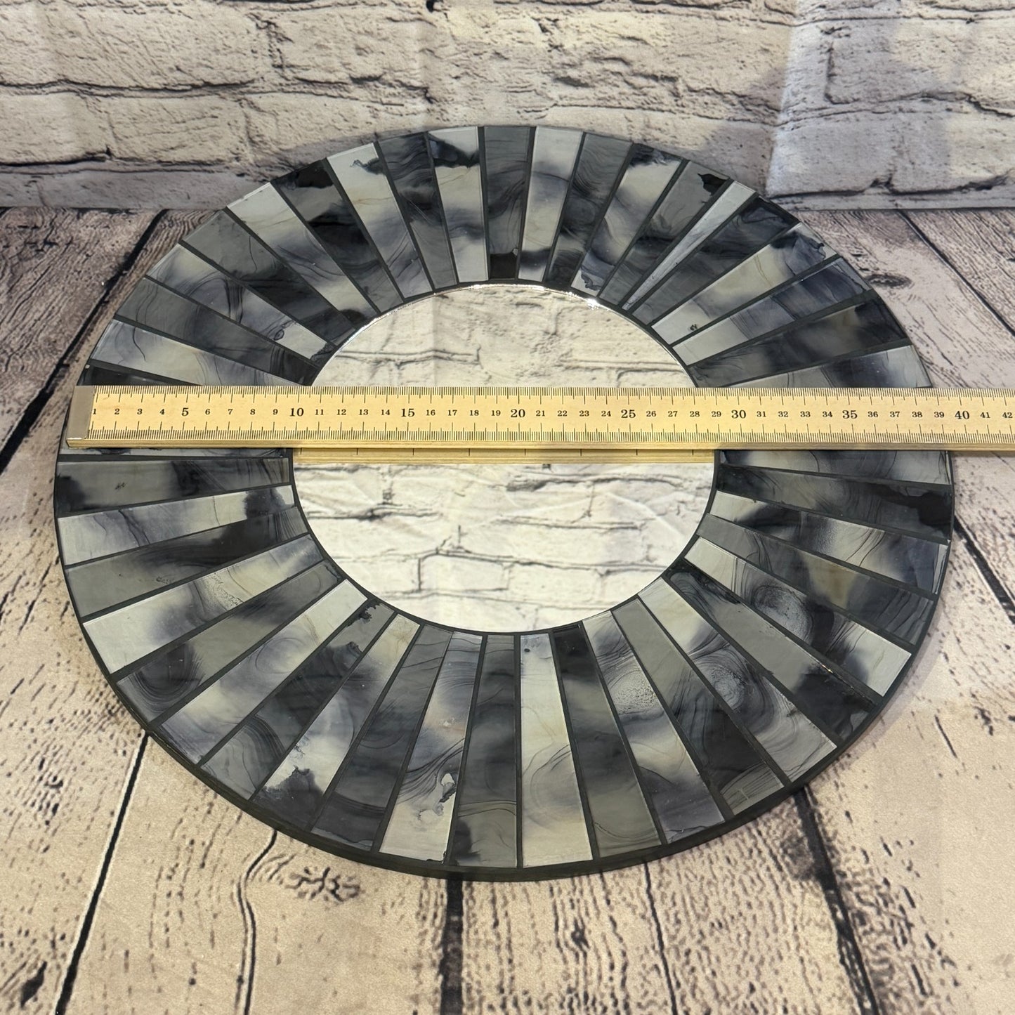 Grey Black Line Black Mosaic Tile Wall Mirror 40cm x 40cm 16 Inches Handmade3