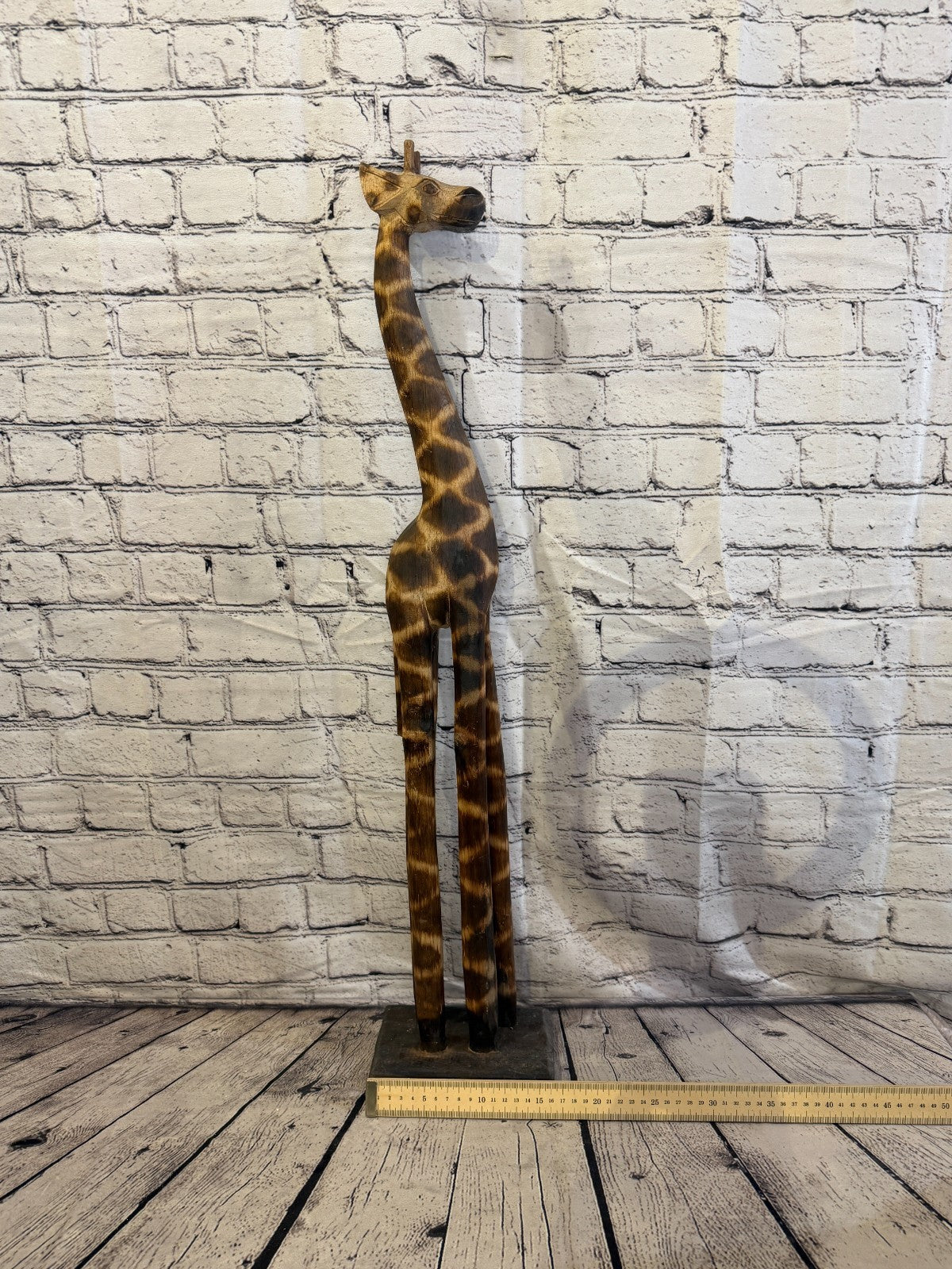 80cm Burnt Wooden Giraffe Standing Single Carved Solid Wood Giraffe Handmade6