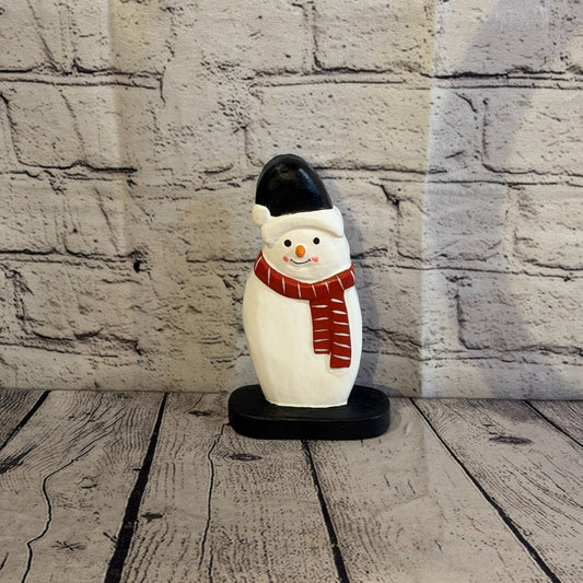 18cm x 10cm Black Flat Top Hat Snowman Handcrafted Wood Xmas Christmas Ornament0