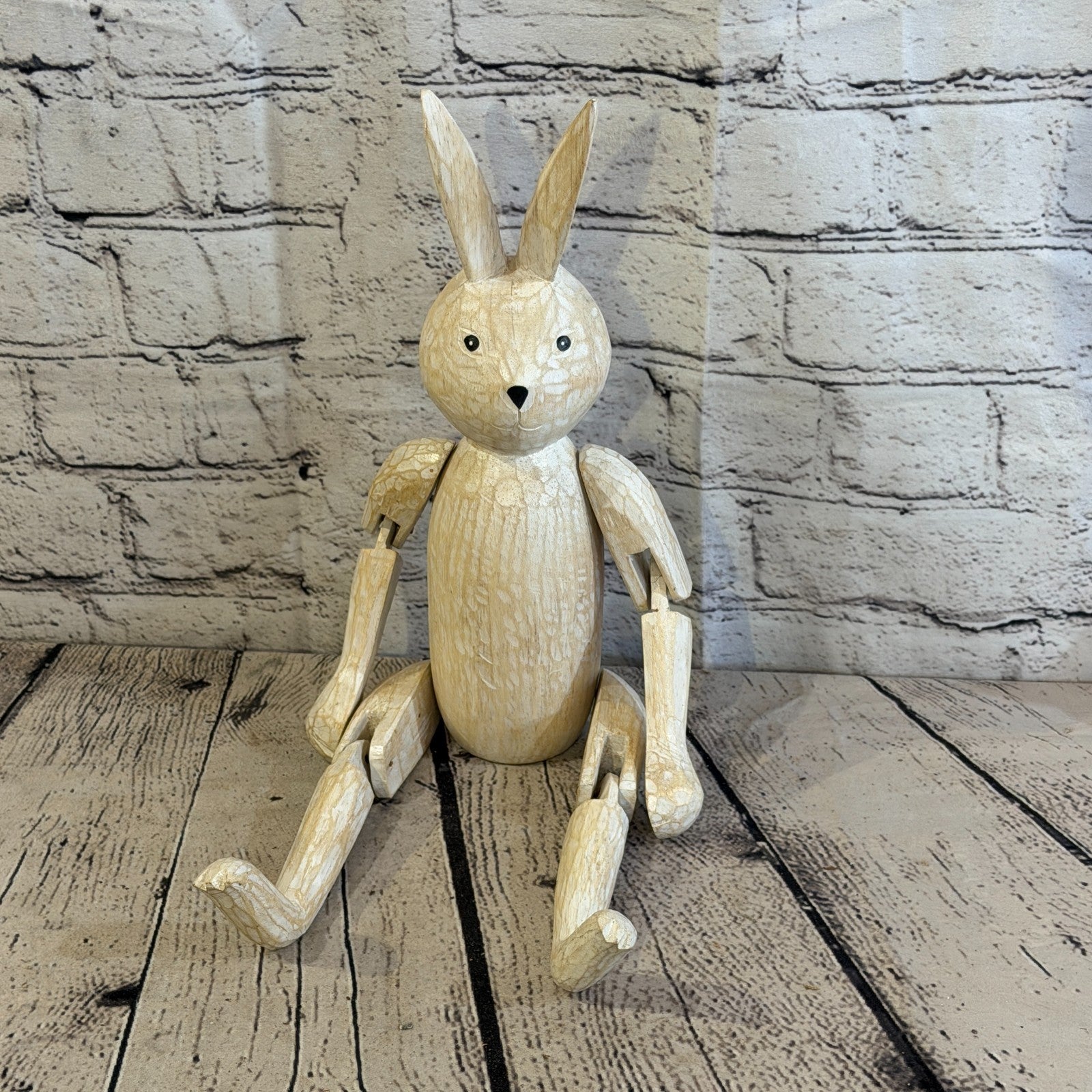30cm Brown Bunny Rabbit Sitting Animal, Wooden Shelf Ornament Handmade Fairtrade1