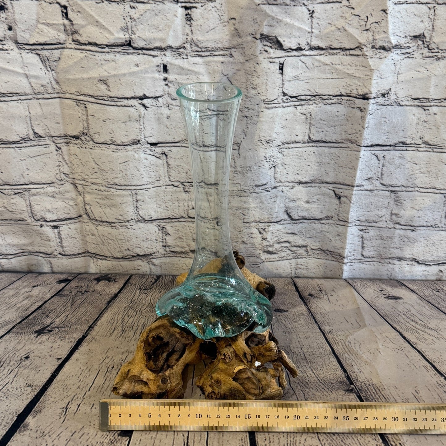 35cm Tall Vase Colour Melted Glass Wood Decorative Vase Glass Sculpture Crafted7