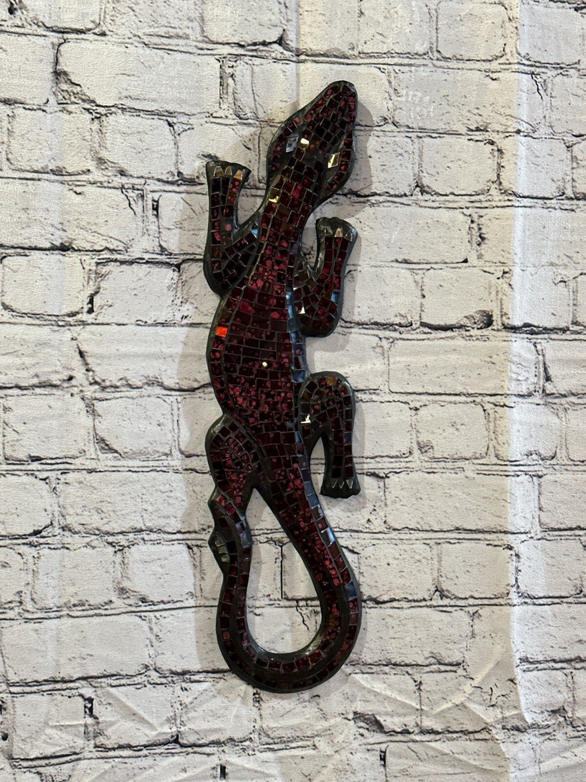 50cm Gecko Cherry Red Mosaic Wall Hanging Wooden Ornaments Wood Carving2