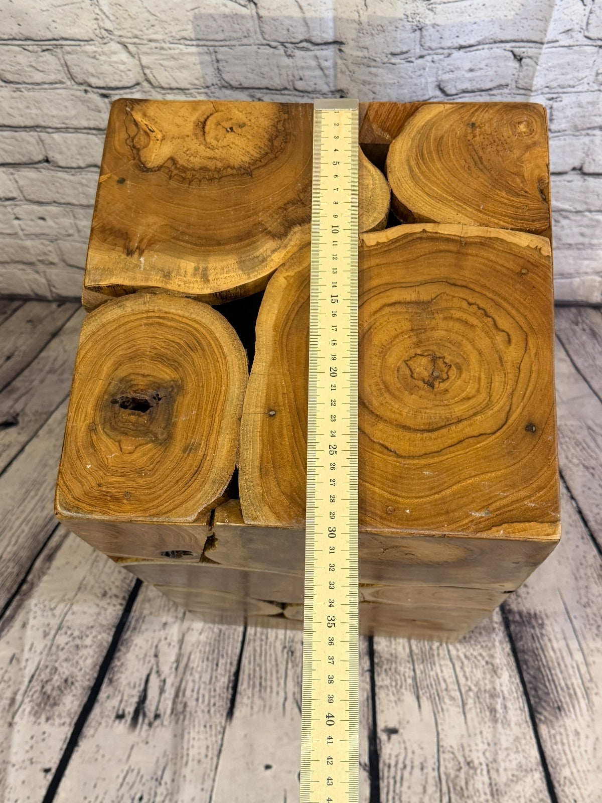 60cm x 30cm x 30cm Wooden Teak Wood Slice Cube Table Sculpture Root Ornament8