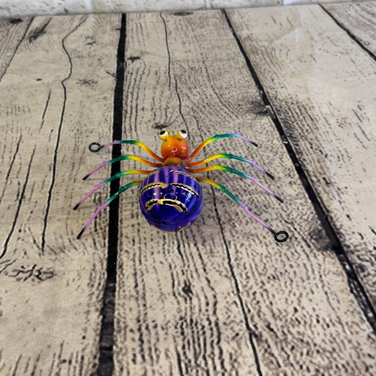 15cm x 10cm Small Colourful Purple Spider Metal Tin Standing Ornament Statue4