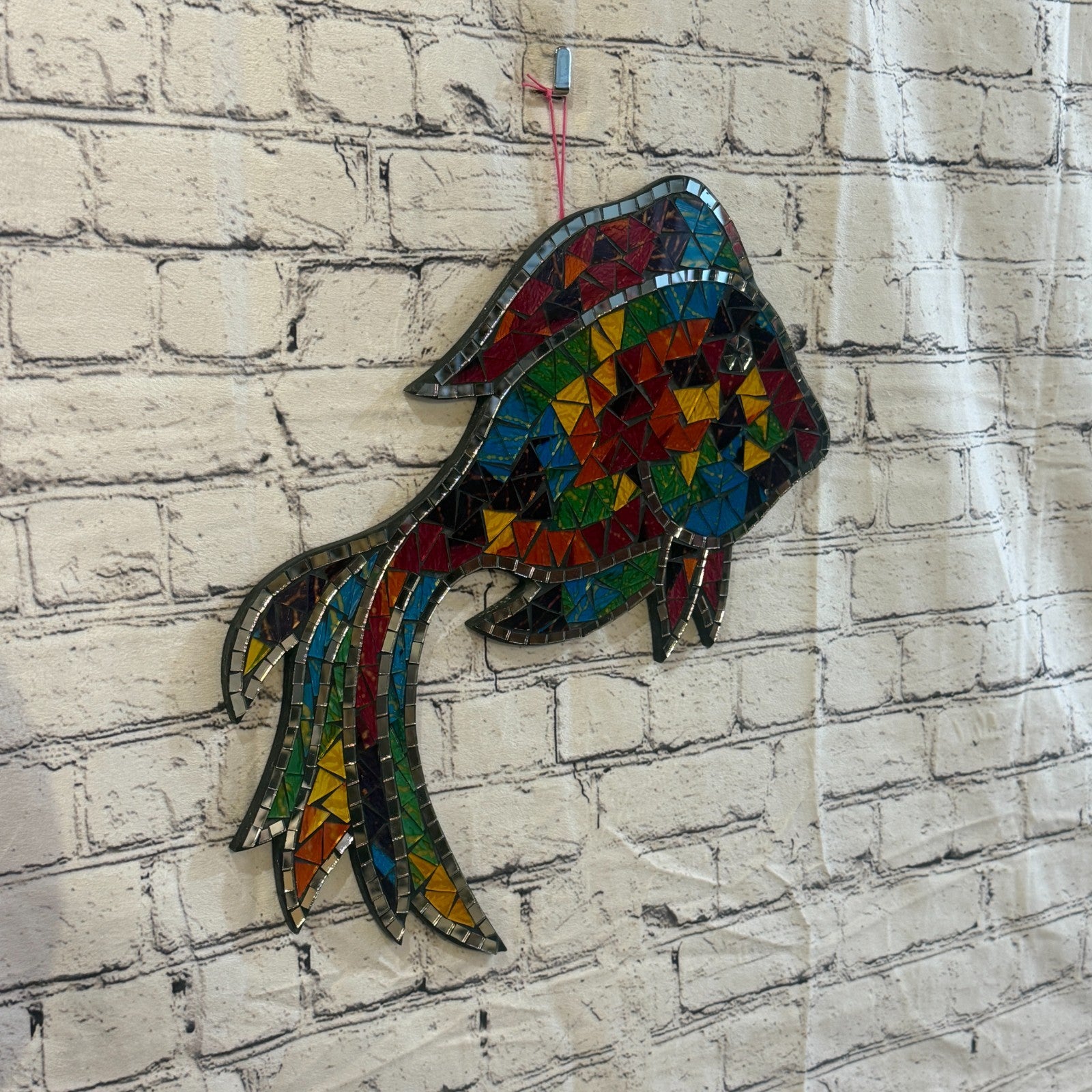 Rainbow Angel Tropical Fish Mosaic Tile Wall Mirror 40cm x 30cm Handmade New1
