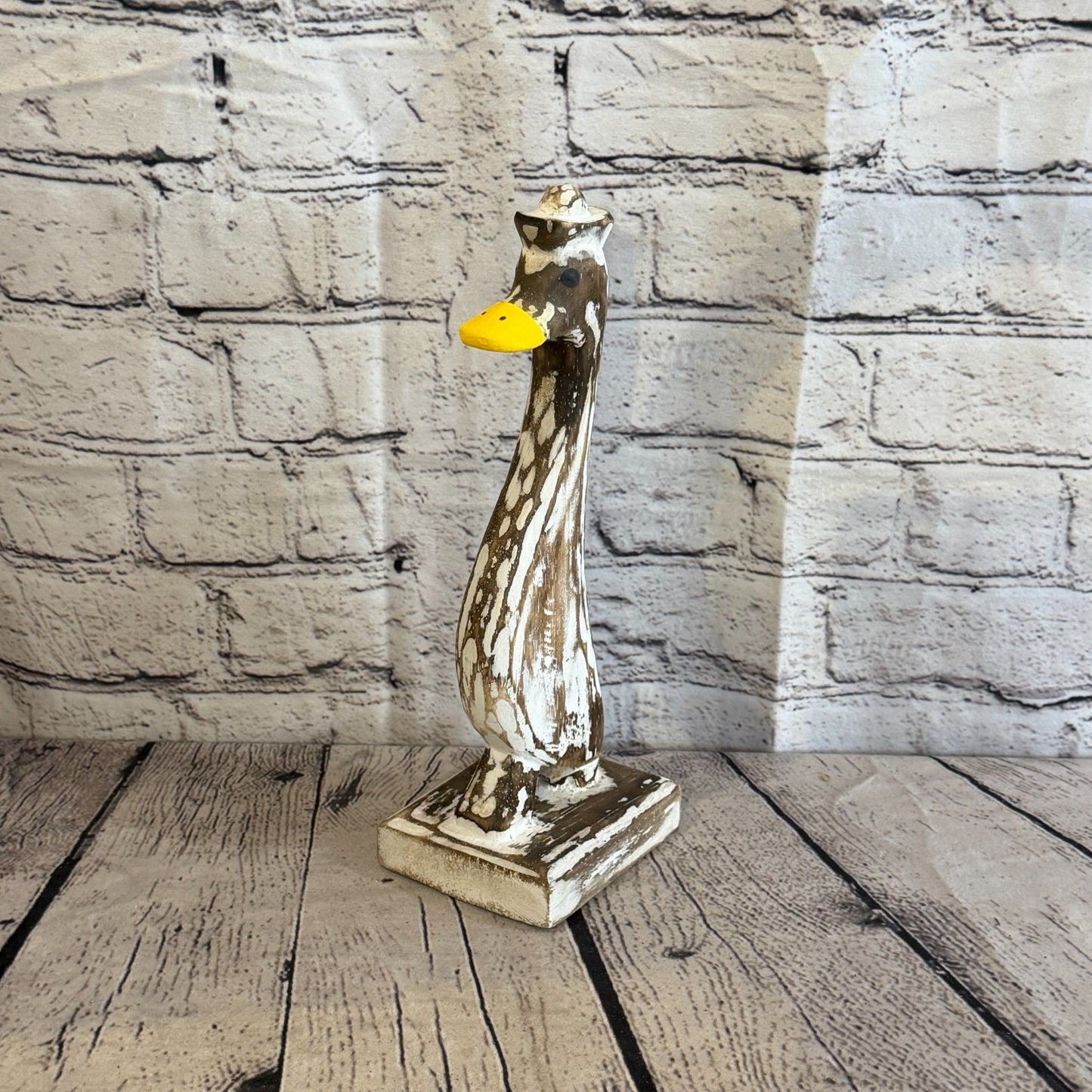 Looking Forward 28cm Tall Wooden Brown Duckling Baby Duck Shabby Wood Fairtrade0