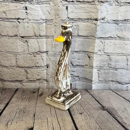 Looking Forward 28cm Tall Wooden Brown Duckling Baby Duck Shabby Wood Fairtrade0
