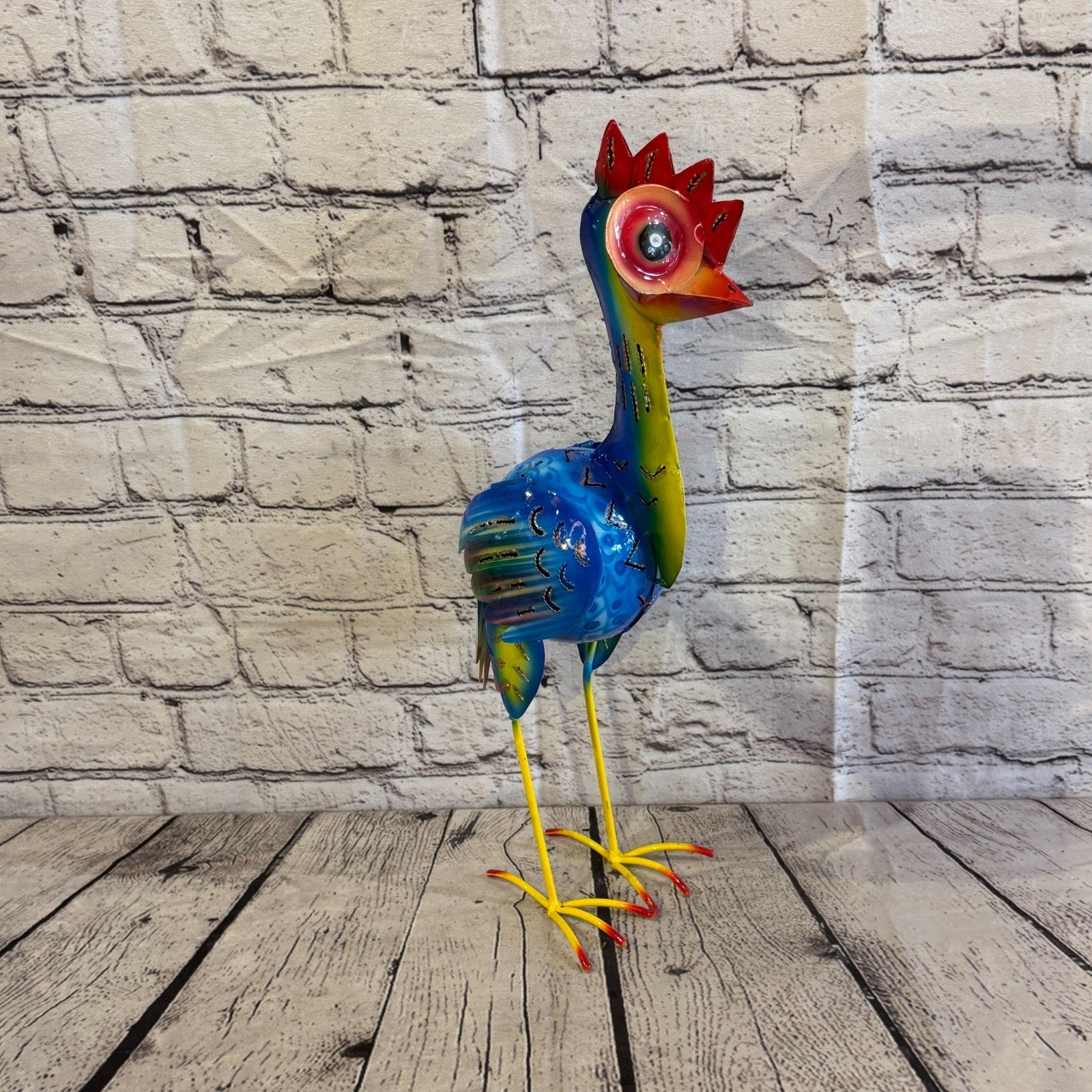 40cm x 20cm Emu Ostrich Bird Blue Metal Tin Standing Ornament Statue2