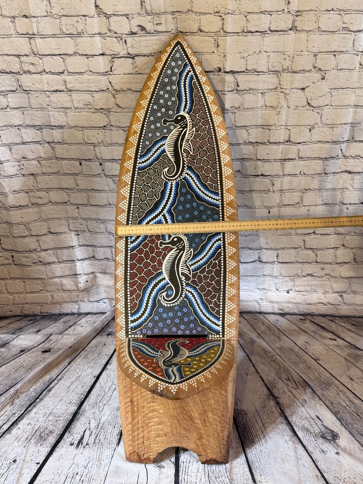 120cm Dotted Surf Board Shape African Birthing Chair Hand Carved Wooden Tribal5