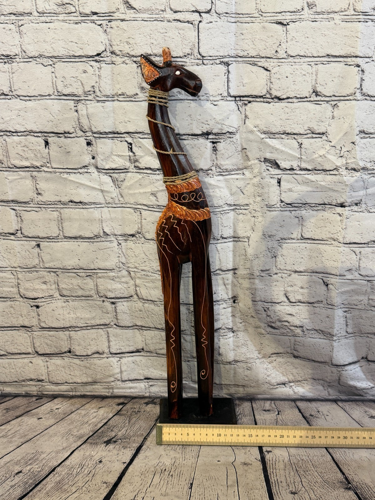 60cm Brown Wooden Giraffe Standing Single Carved Solid Wood Giraffe Handmade6