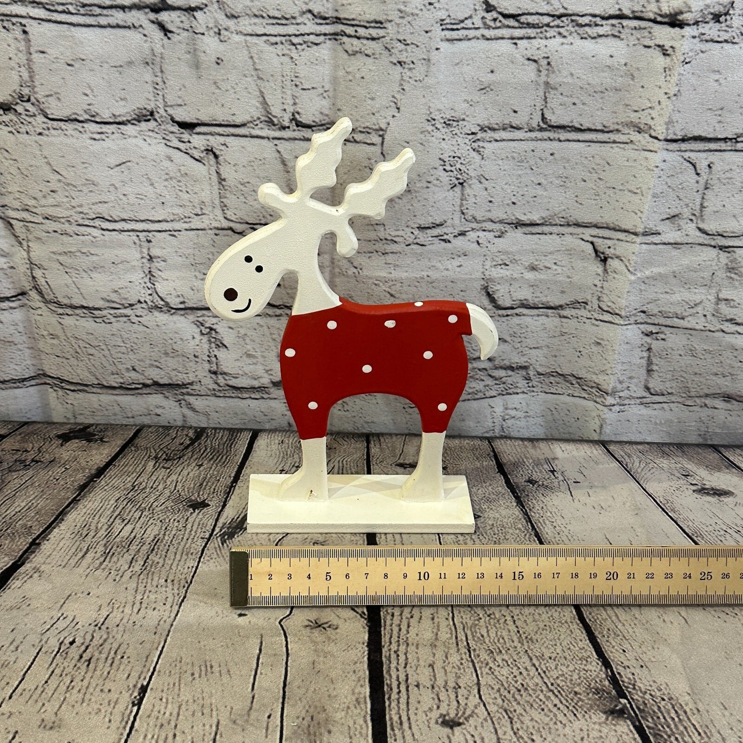 25cm x 20cm Red Handcrafted Wood Reindeer Xmas Christmas Ornament Antlers7