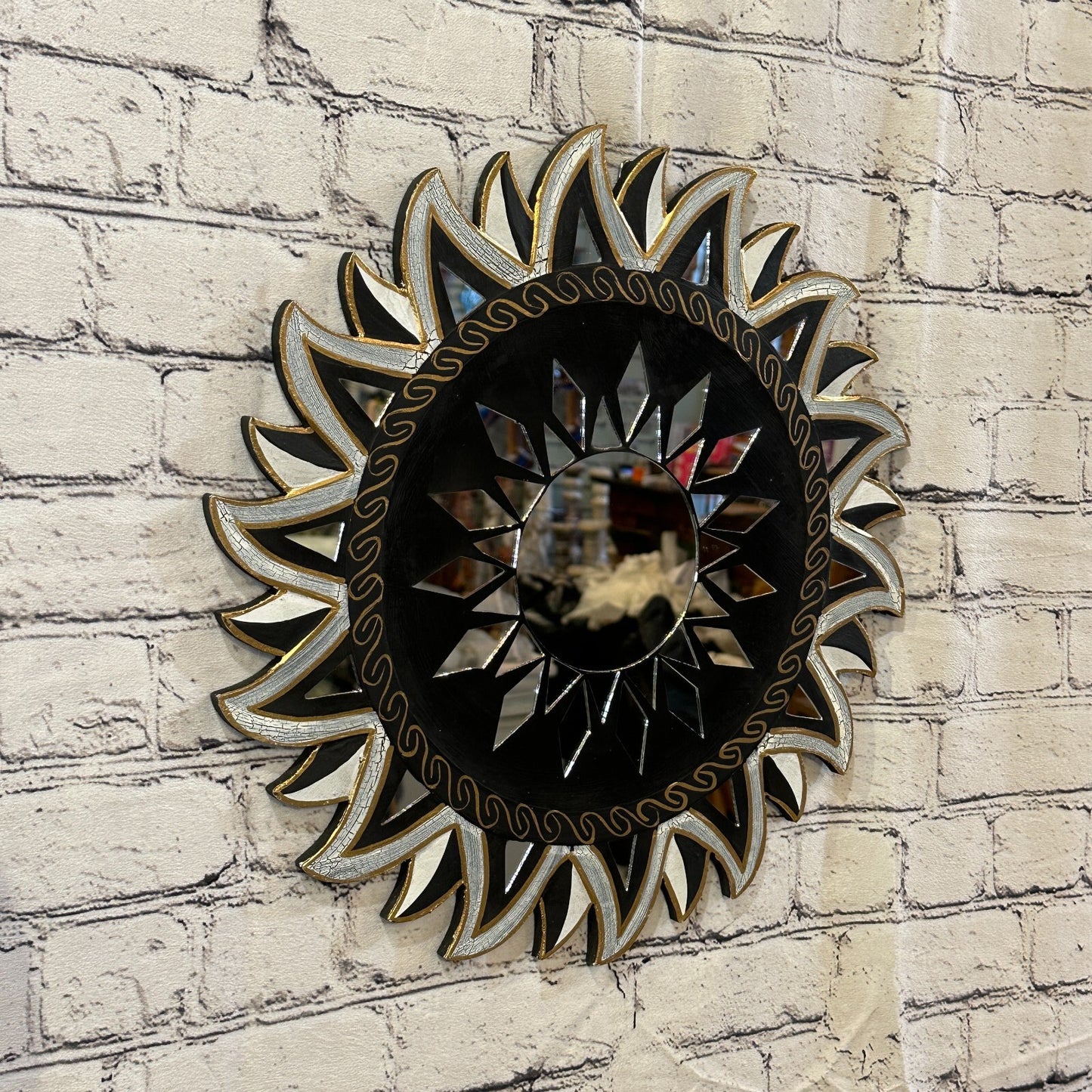 Black Star Mosaic Tile Wall Mirror 40cm x 40cm 16 Inches Handmade Fairtrade0