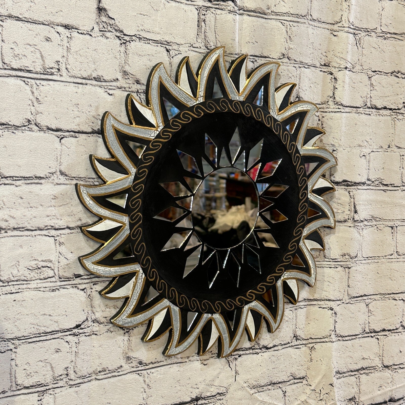 Black Star Mosaic Tile Wall Mirror 40cm x 40cm 16 Inches Handmade Fairtrade0