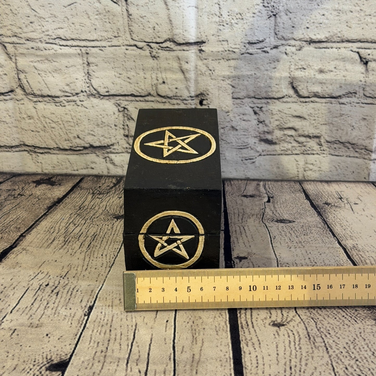 15cm x 10cm x 8cm Wood Gothic Pentagram Skull Coffin Jewellery Trinket Box8