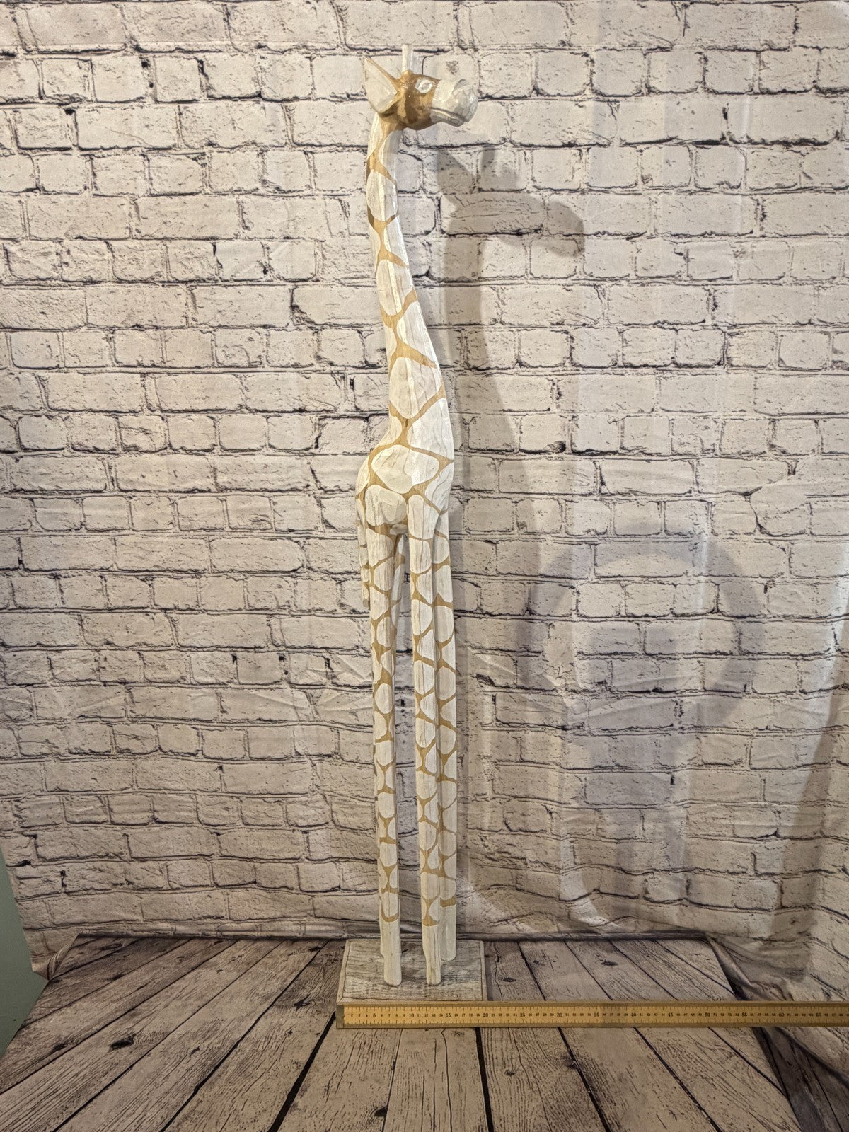 120cm White Dot Wooden Giraffe Standing Single Carve Solid Wood Giraffe Handmade6