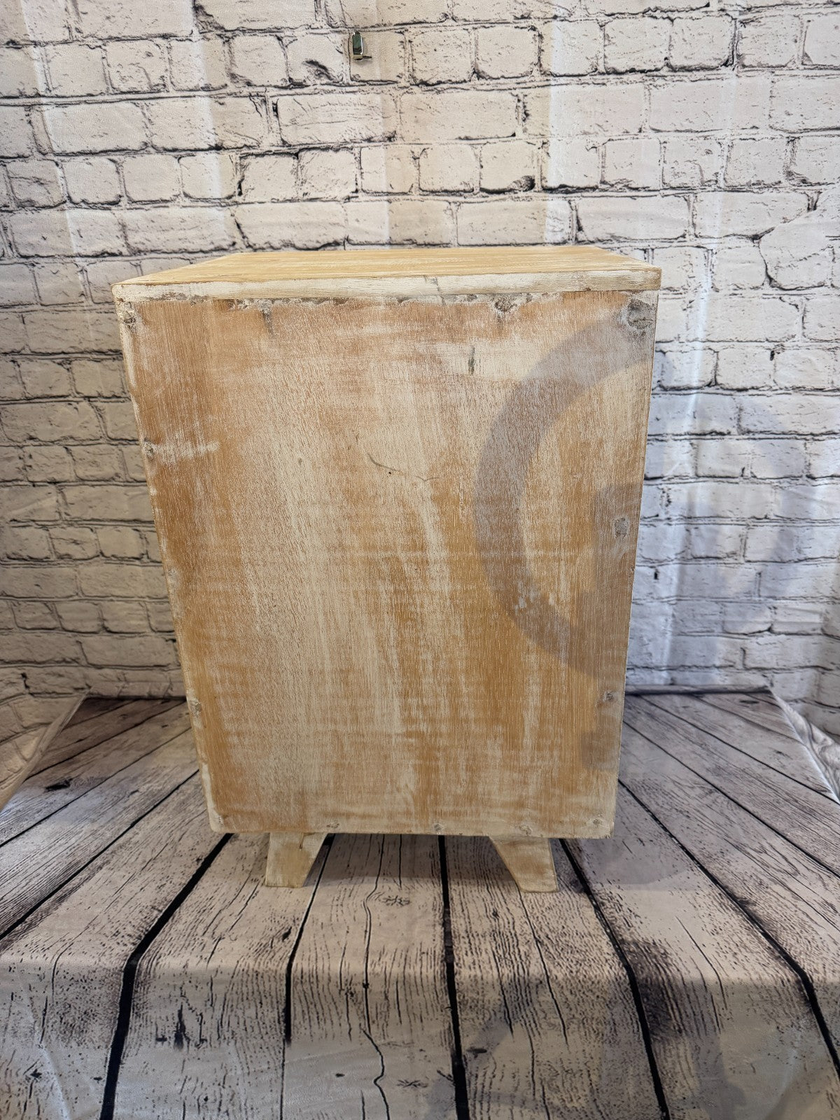 60cm x 40cm White 1 Draw Pillar Wooden Side Cabinet Living Storage Furniture4