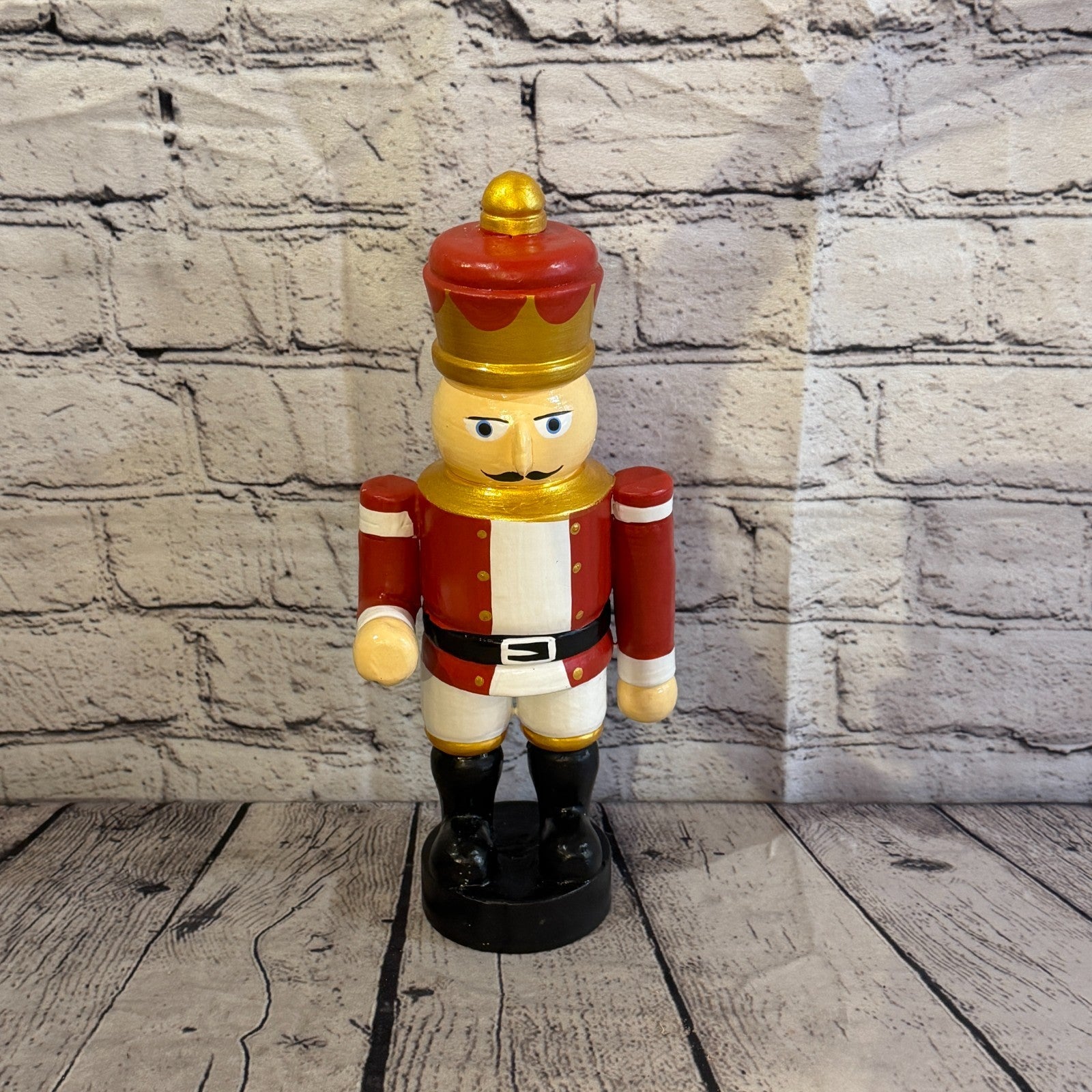 30cm Red Top Hat Nut Cracker Soldier Handcrafted Wood Xmas Christmas Ornament1